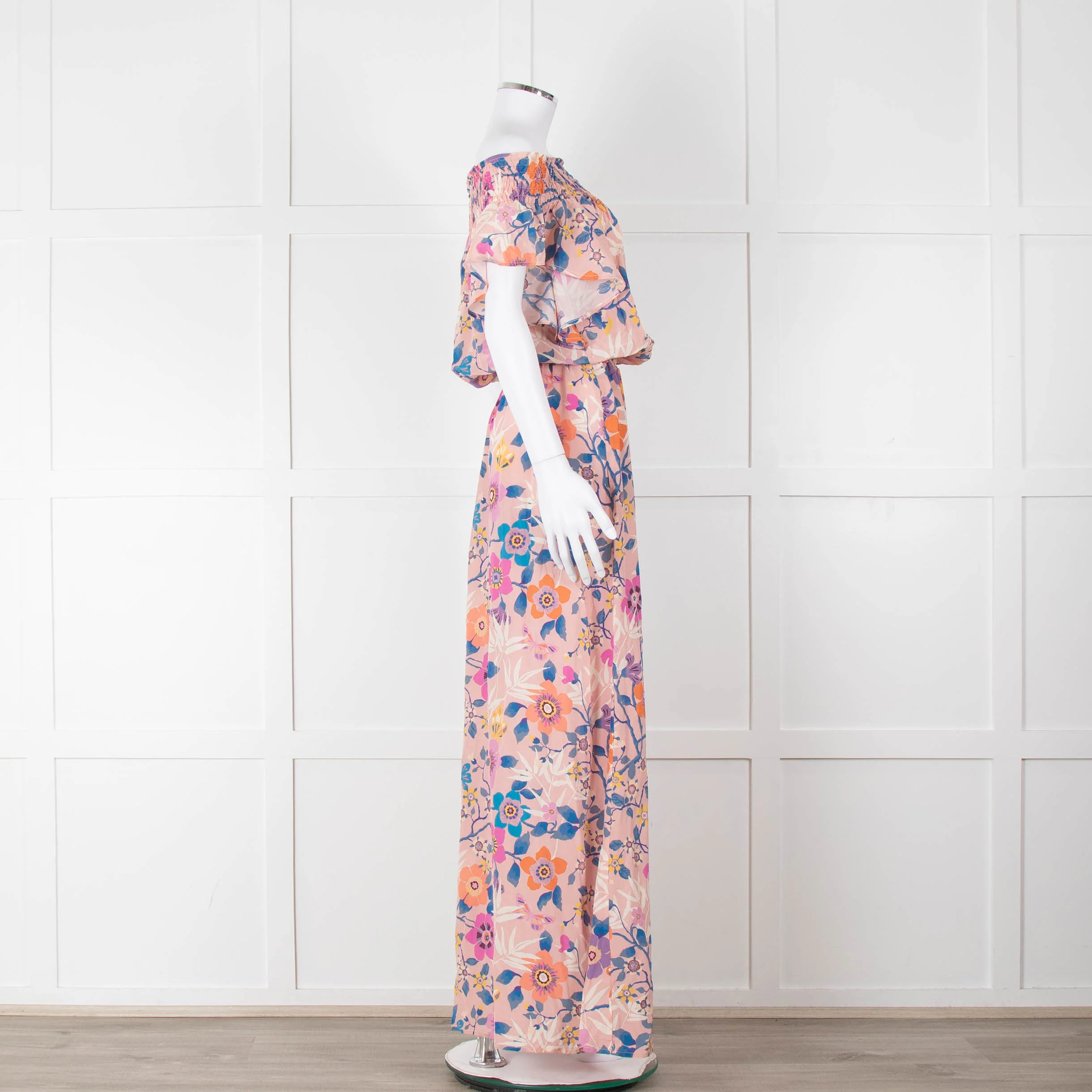 Ridley Pale Pink Blue Purple Floral Sleeveless Maxi Dress - Image 3