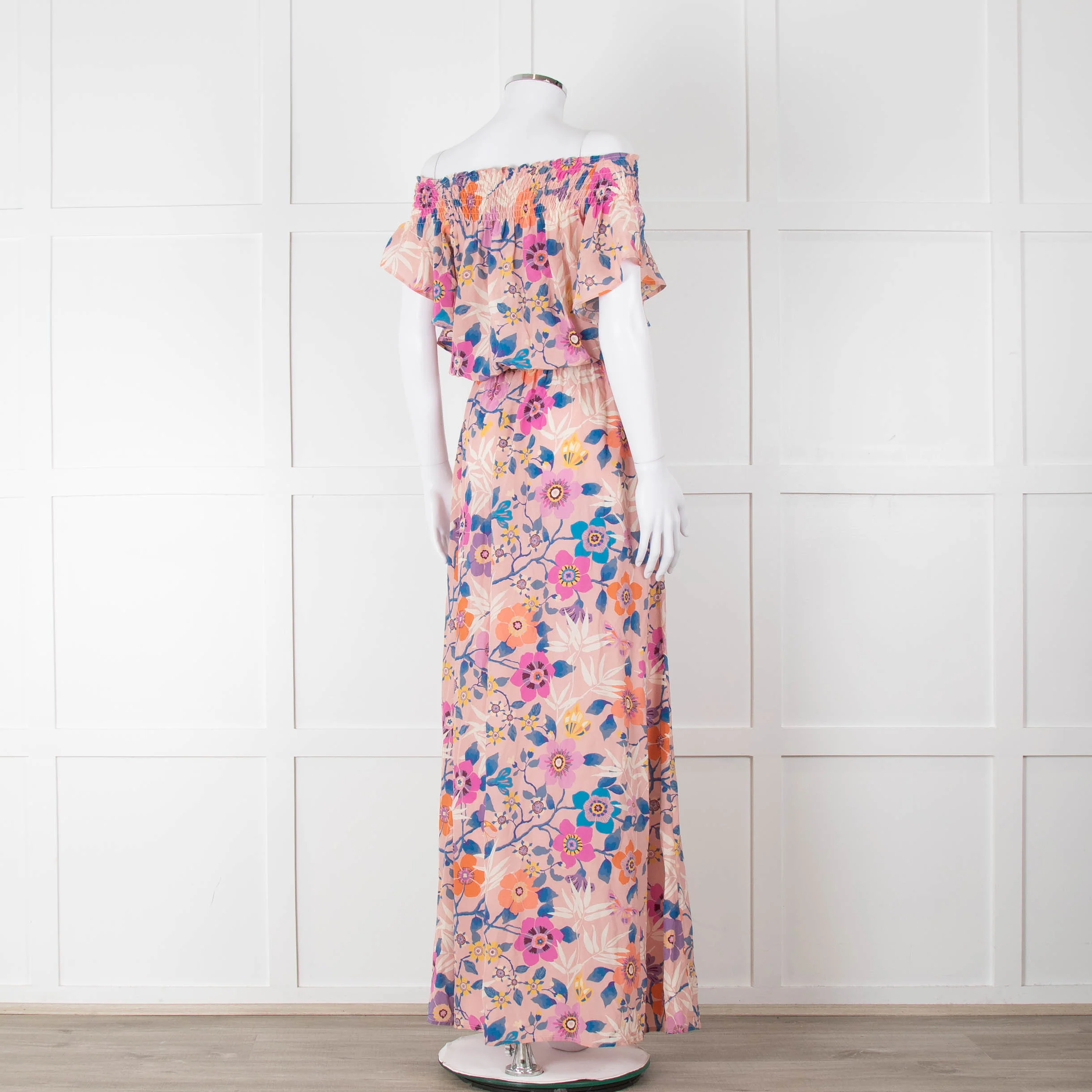 Ridley Pale Pink Blue Purple Floral Sleeveless Maxi Dress - Image 4