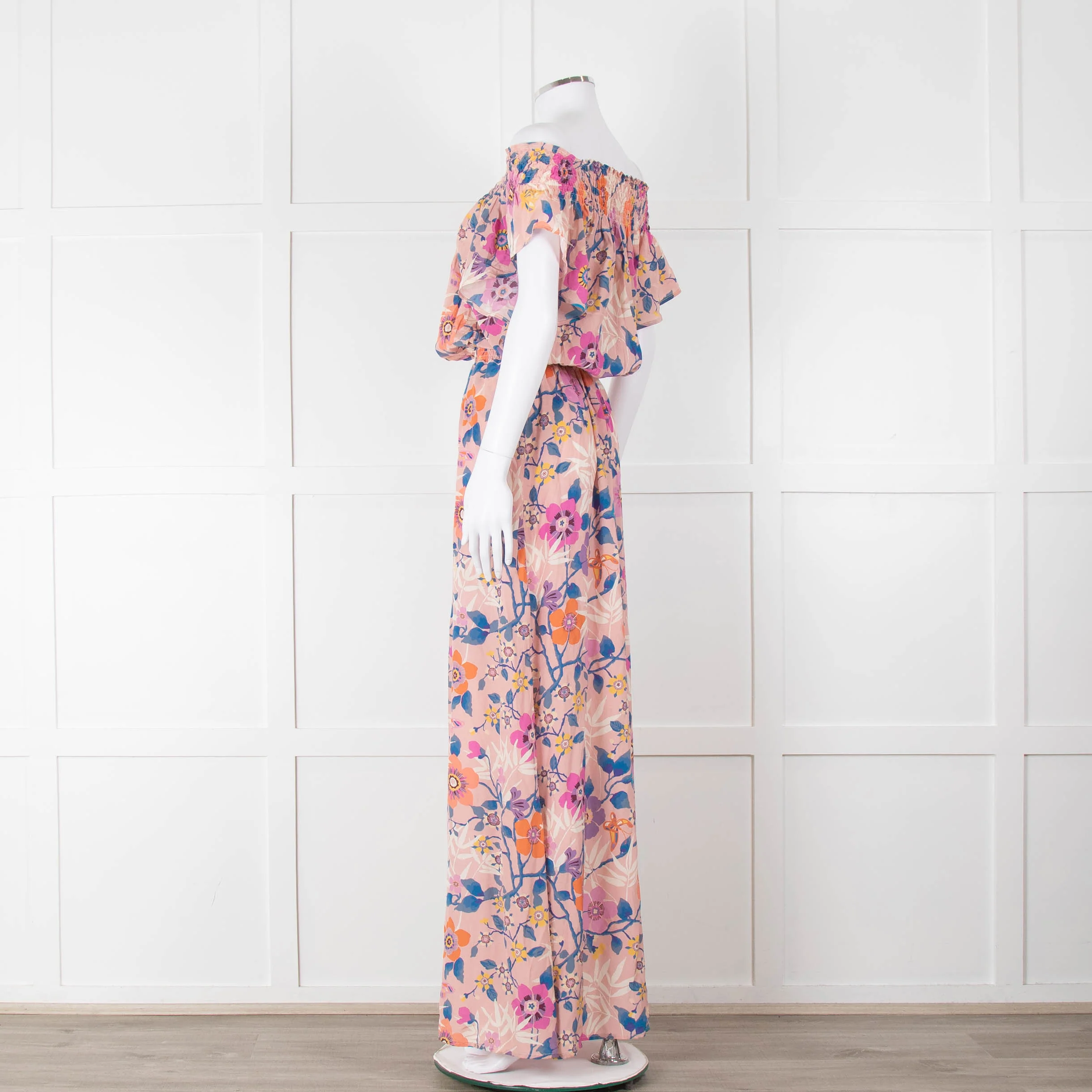 Ridley Pale Pink Blue Purple Floral Sleeveless Maxi Dress - Image 6