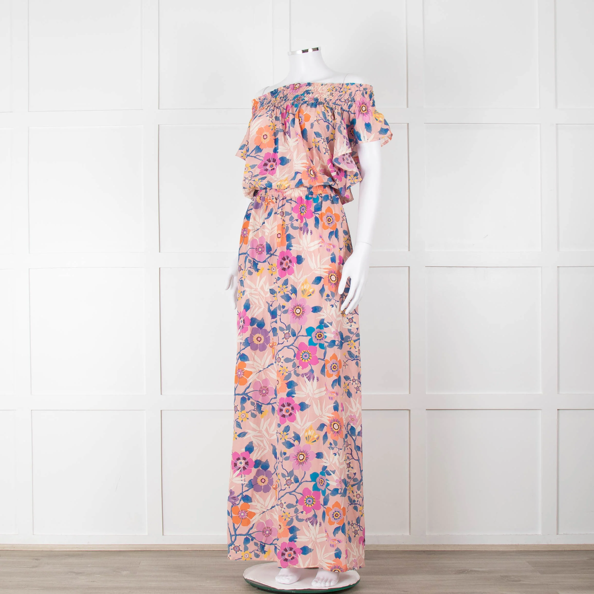 Ridley Pale Pink Blue Purple Floral Sleeveless Maxi Dress - Image 8