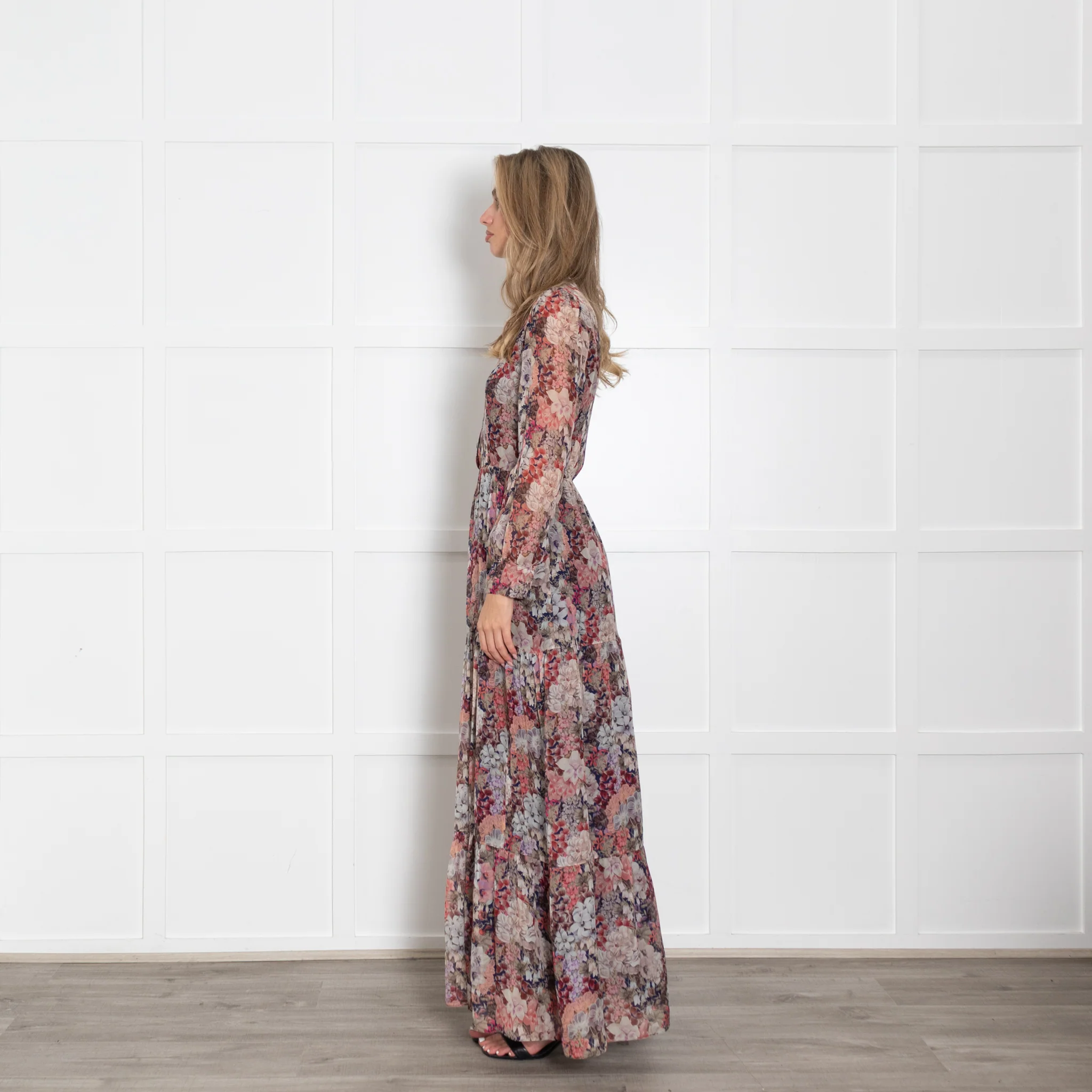Ridley Pink Floral Silk Maxi Dress - Image 4