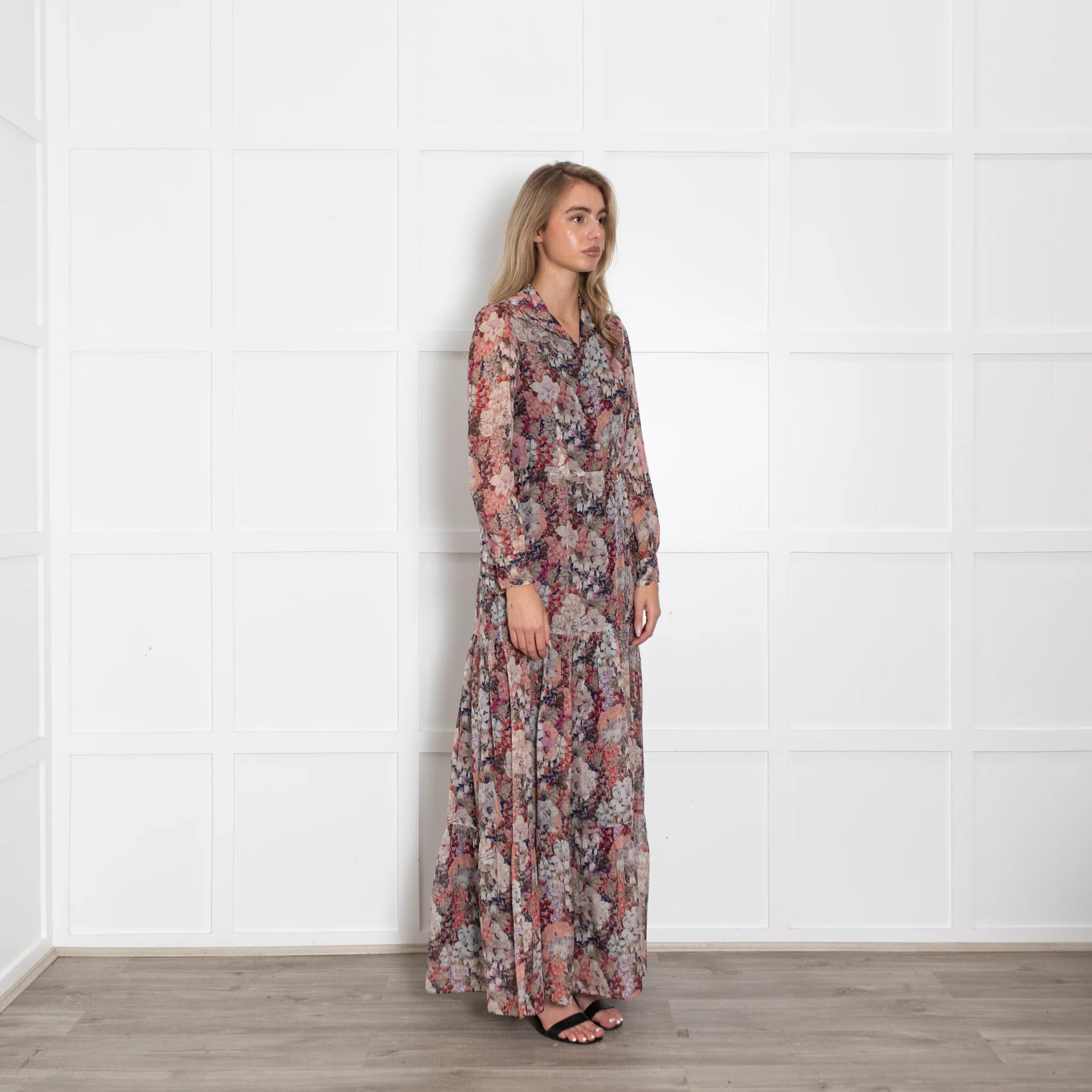 Ridley Pink Floral Silk Maxi Dress - Image 7