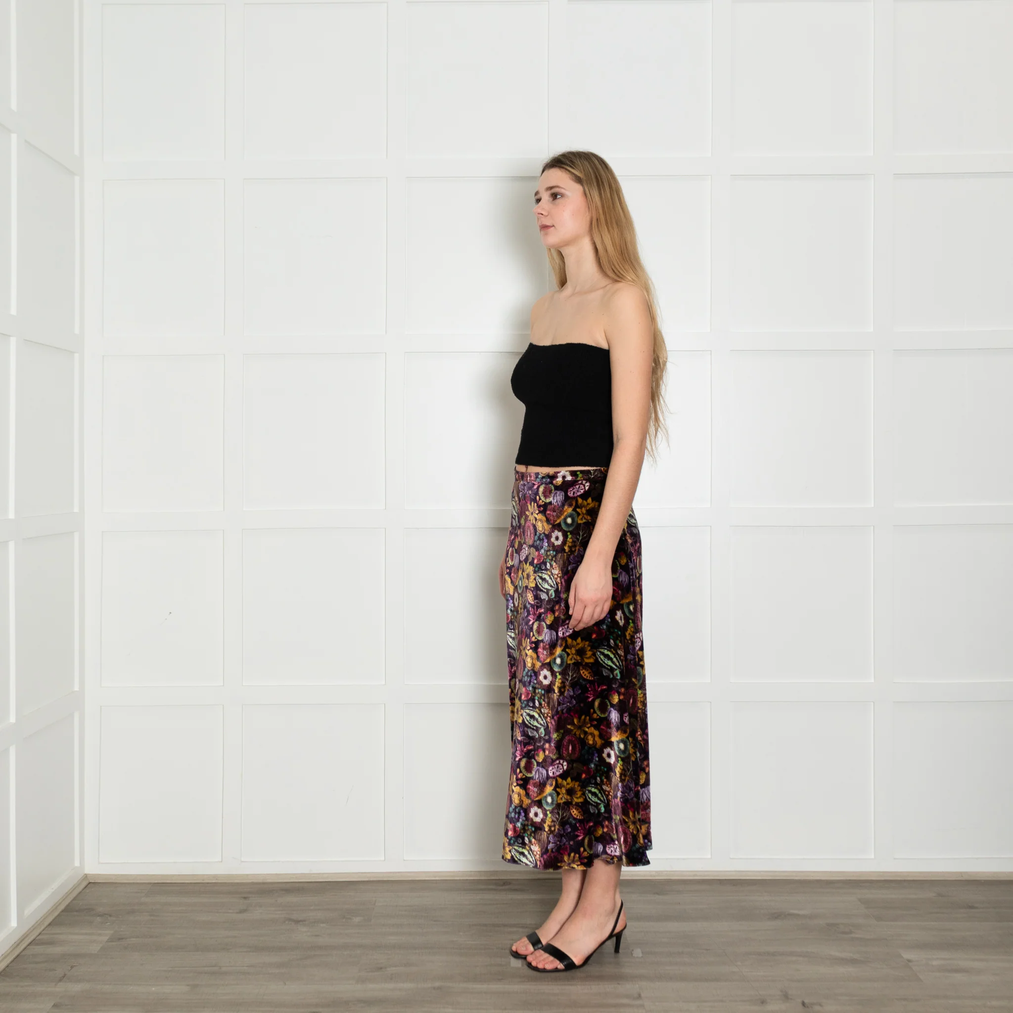 Ridley Purple Multi Floral Velvet Skirt - Image 3