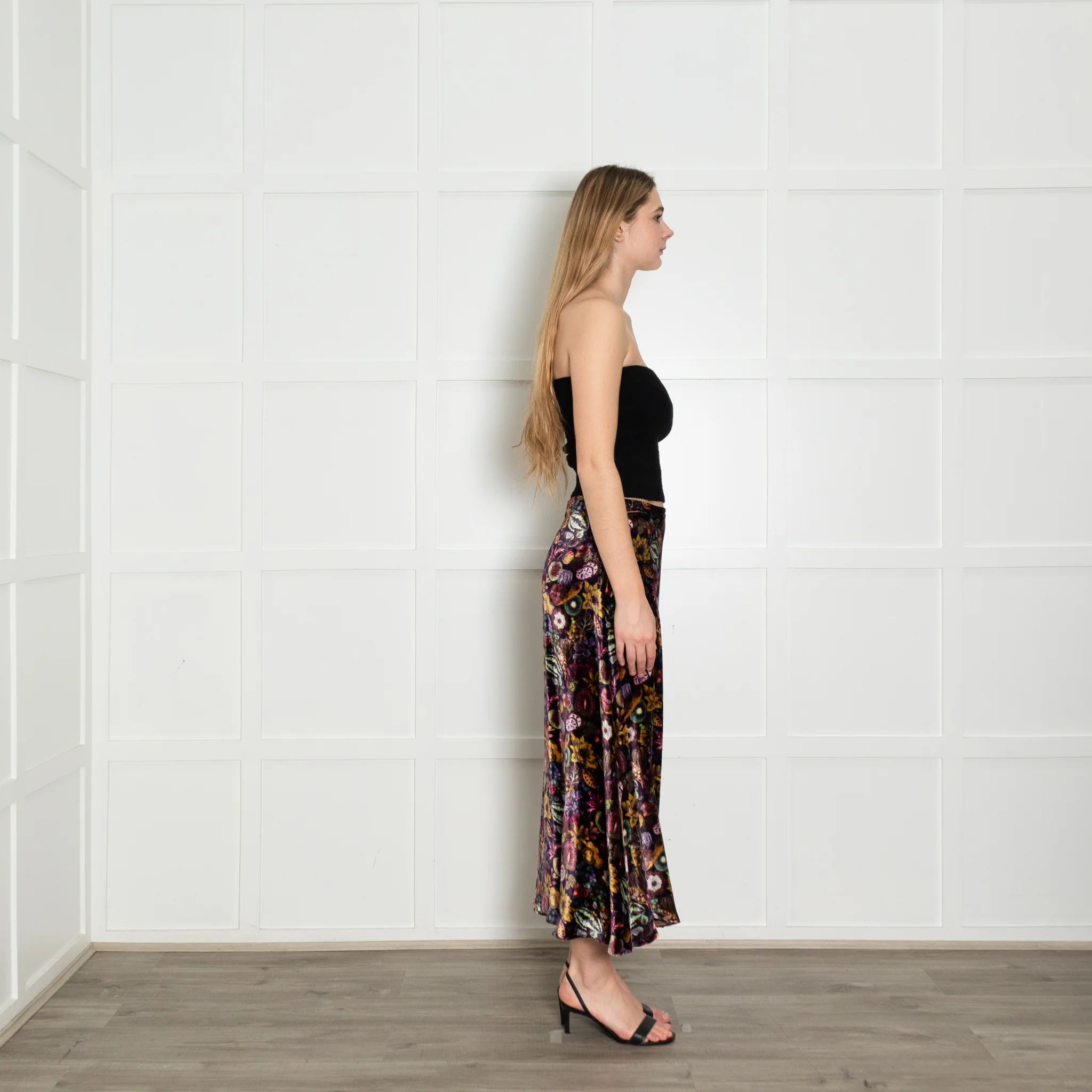 Ridley Purple Multi Floral Velvet Skirt - Image 6