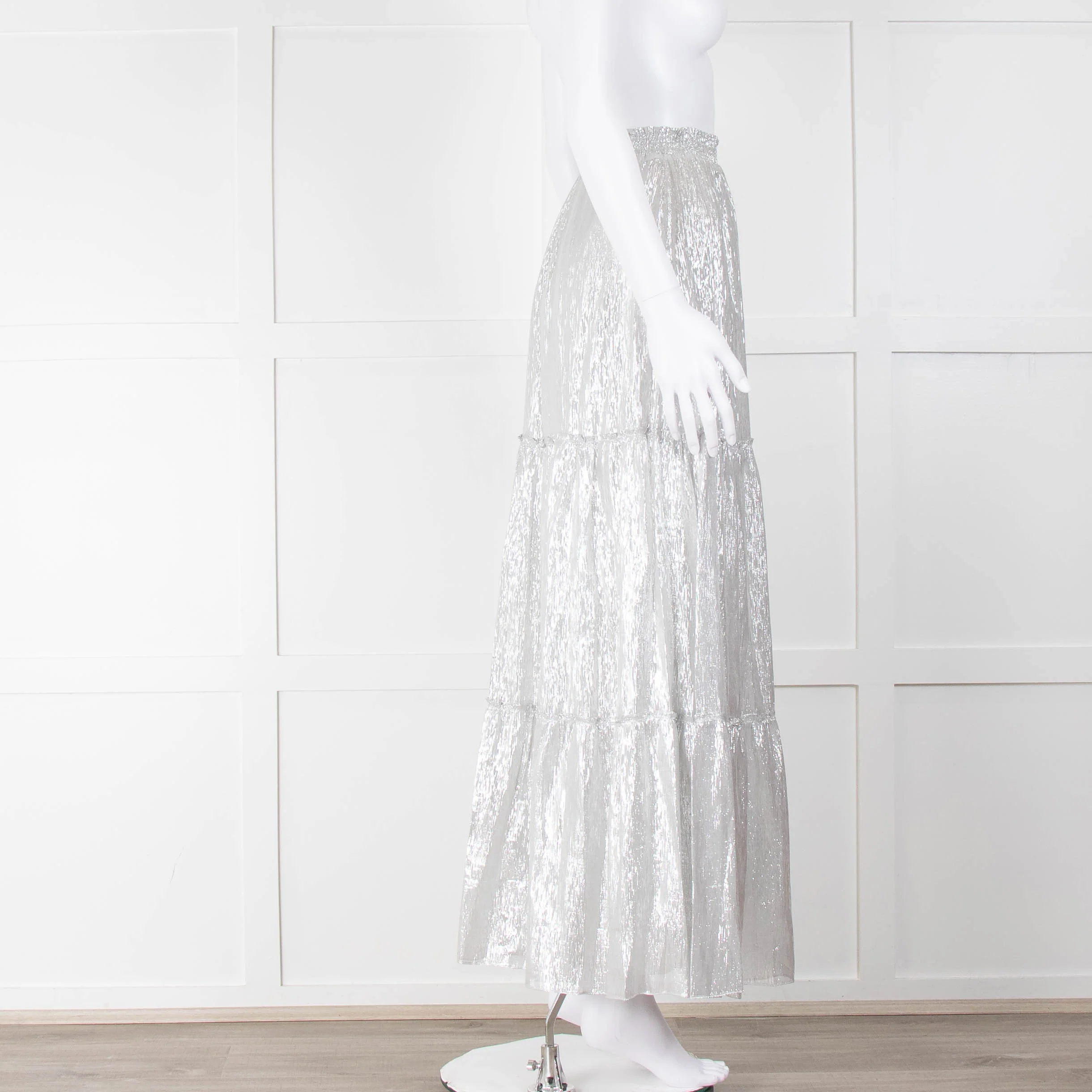 Ridley Silver Tiered Maxi Skirt - Image 2