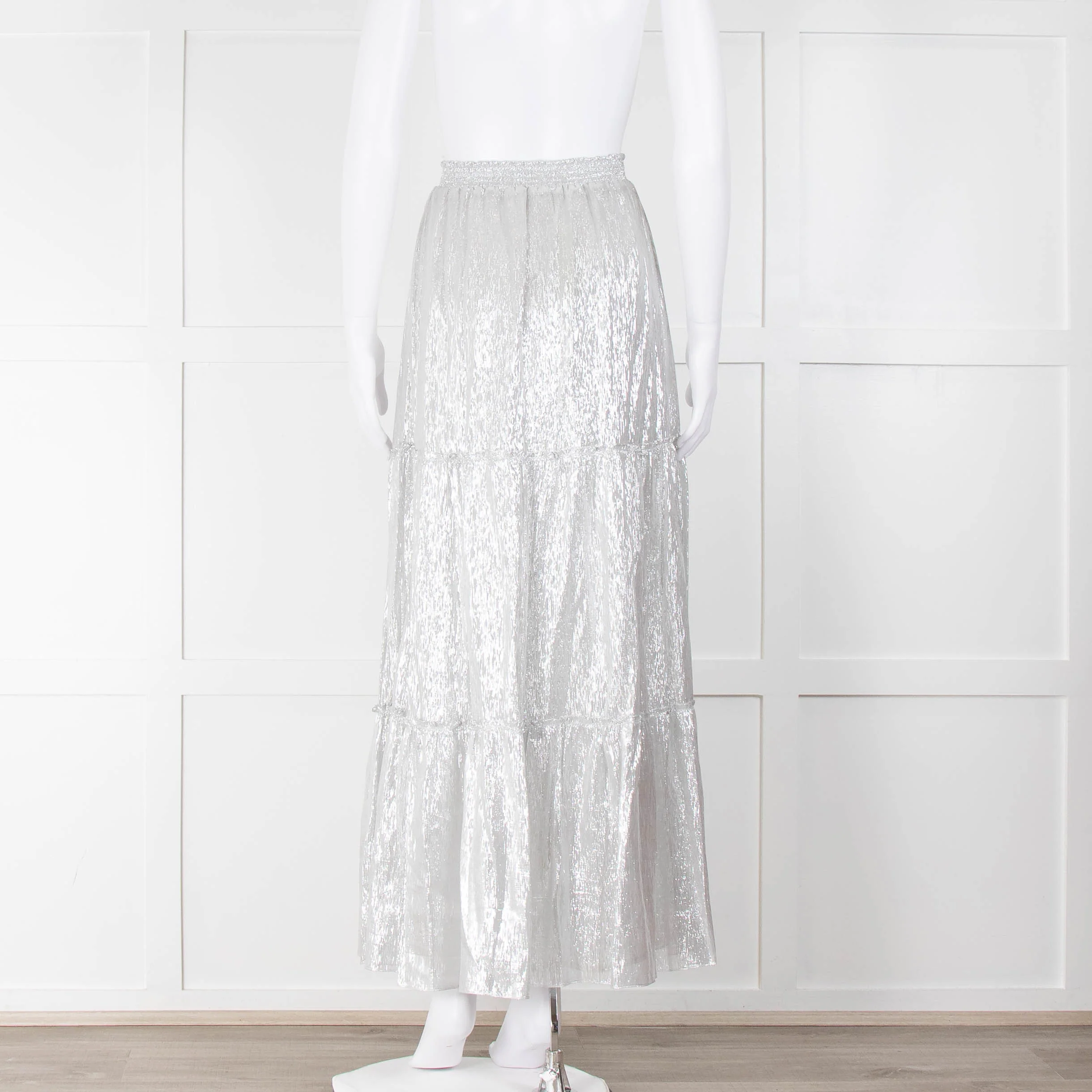Ridley Silver Tiered Maxi Skirt - Image 3