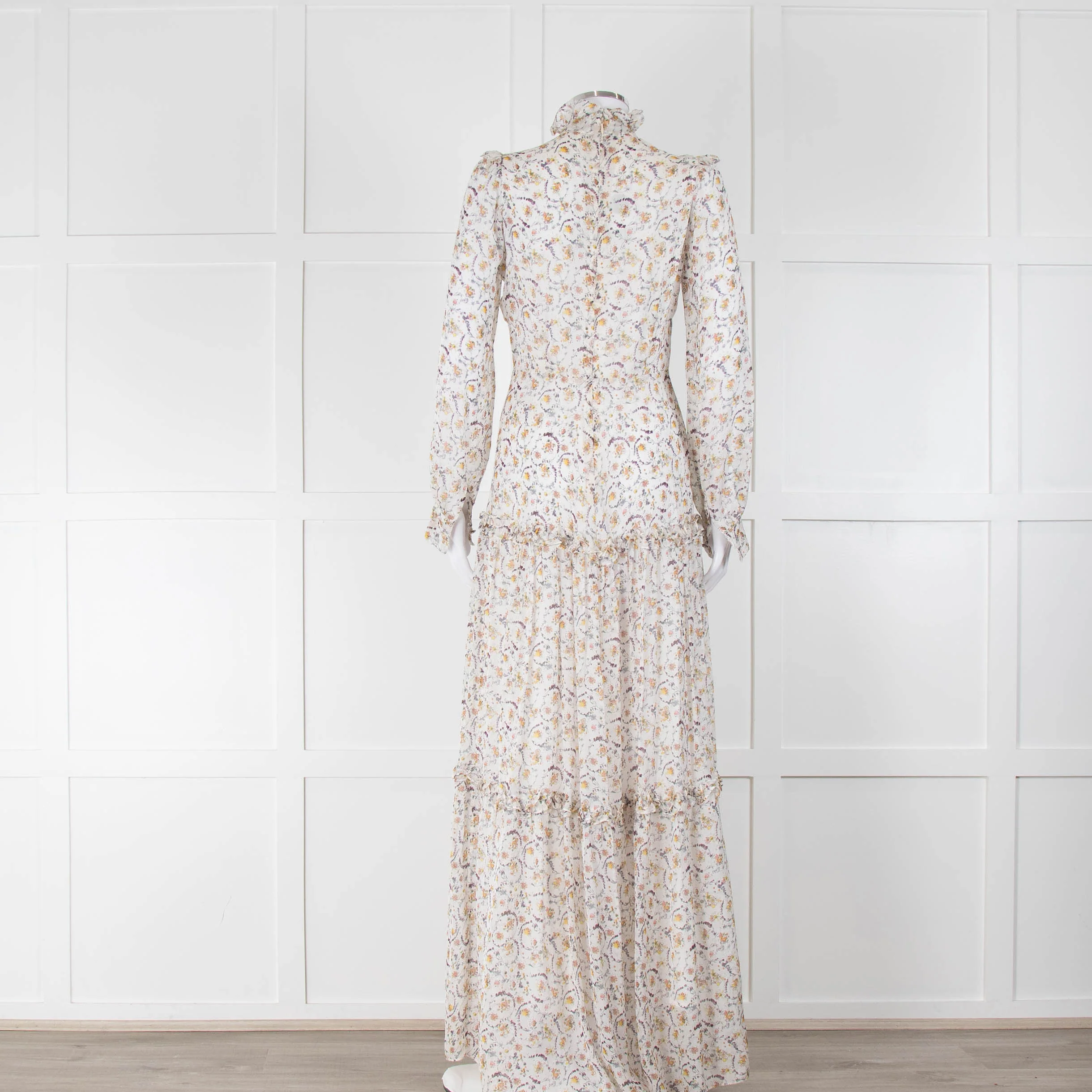 Ridley White Floral Silk Extra Long Maxi Dress - Image 3