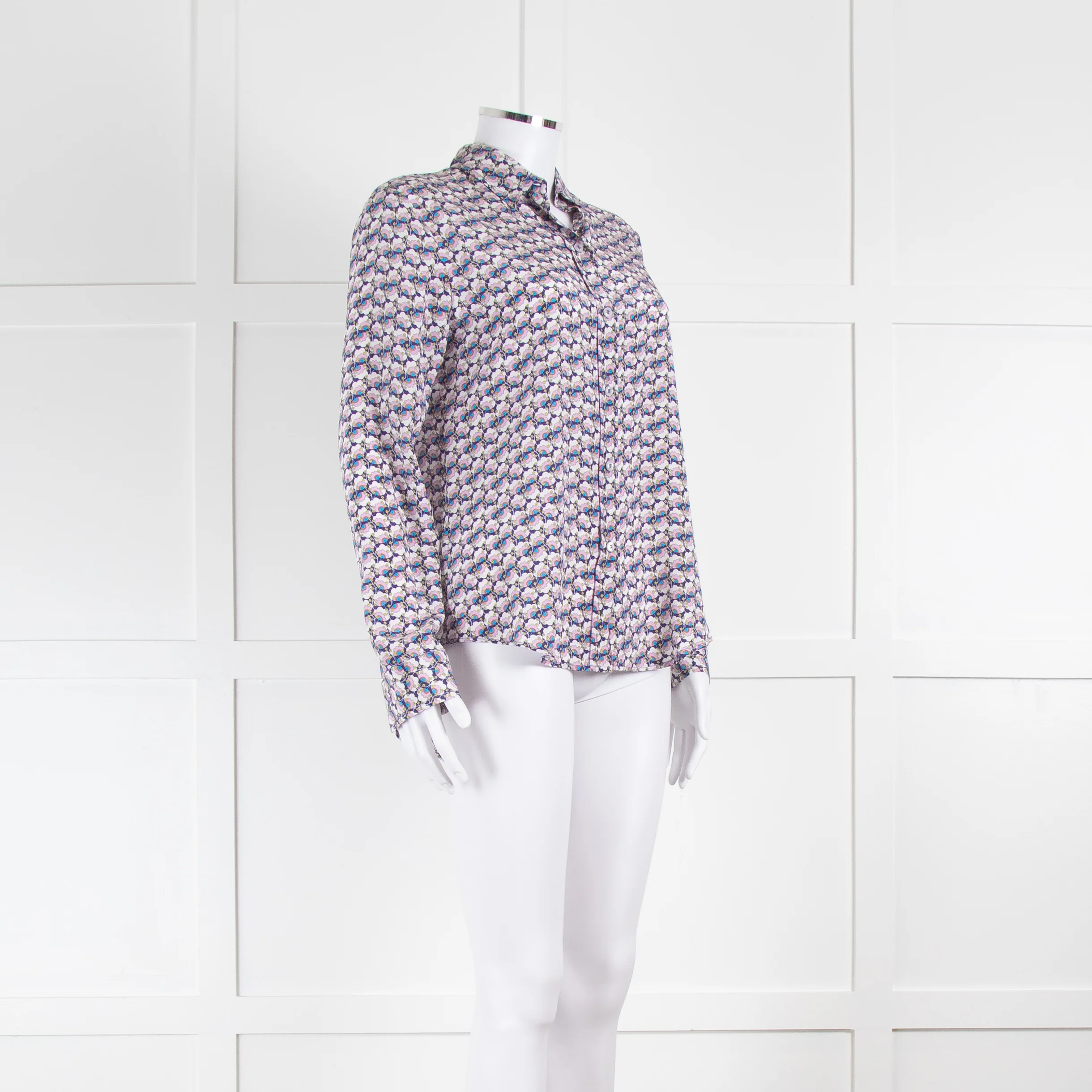 Ridley White Purple Floral Silk Shirt - Image 2