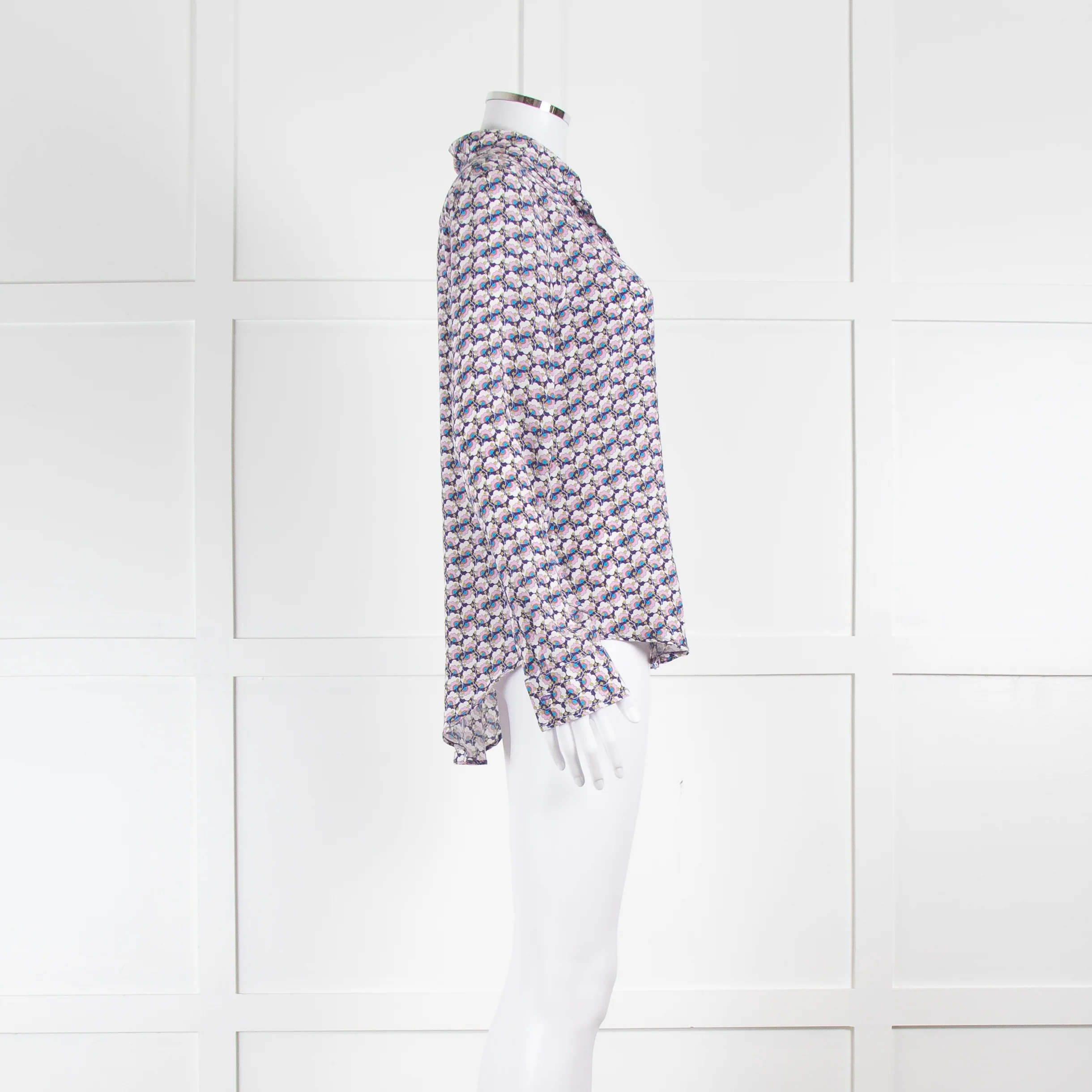 Ridley White Purple Floral Silk Shirt - Image 3