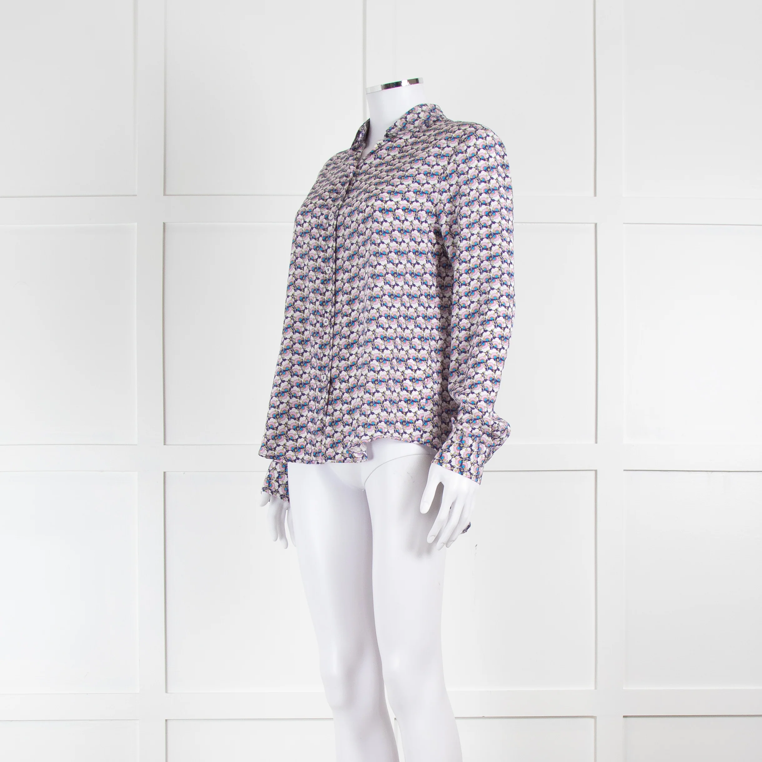 Ridley White Purple Floral Silk Shirt - Image 8