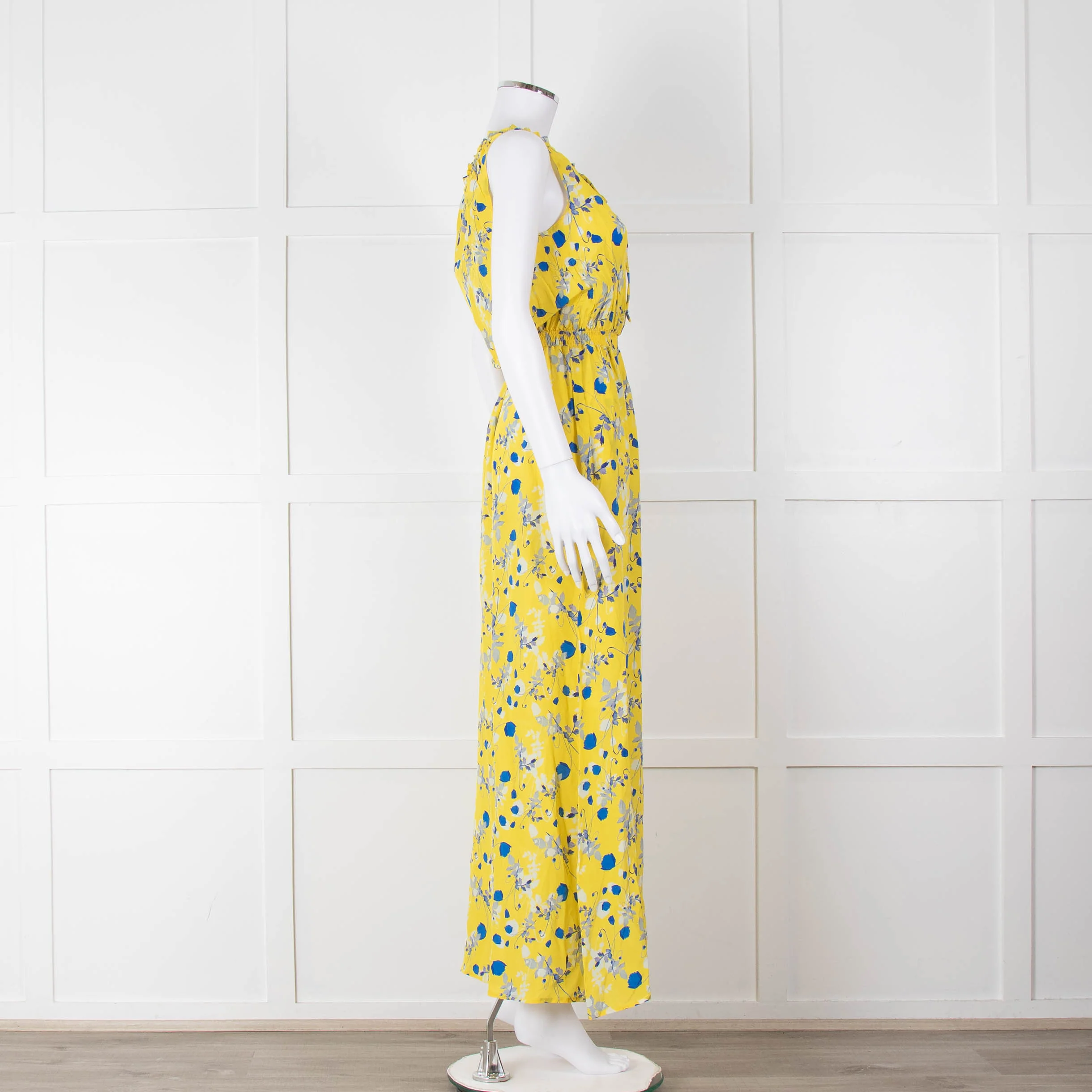 Ridley Yellow Blue Floral Sleeveless Maxi Dress - Image 3