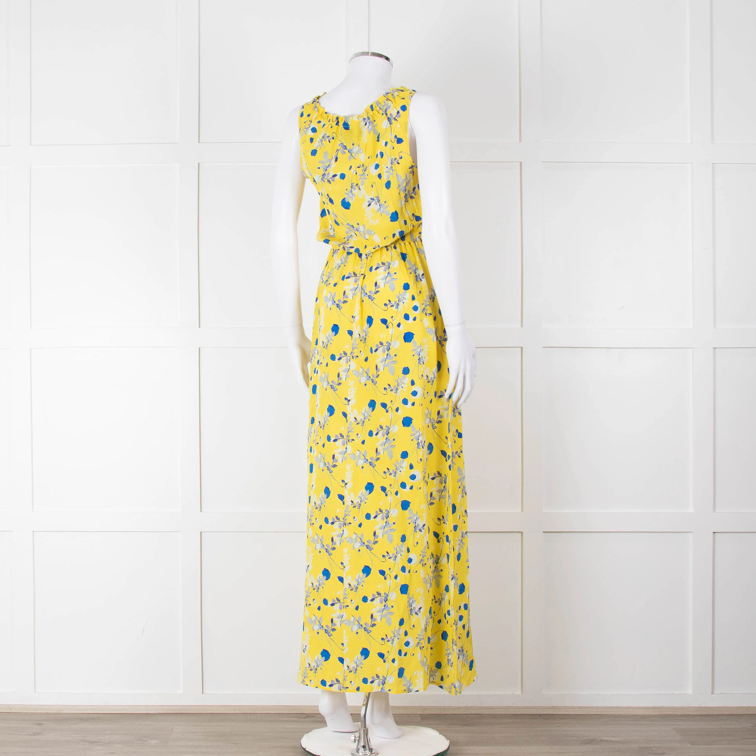 Ridley Yellow Blue Floral Sleeveless Maxi Dress - Image 4