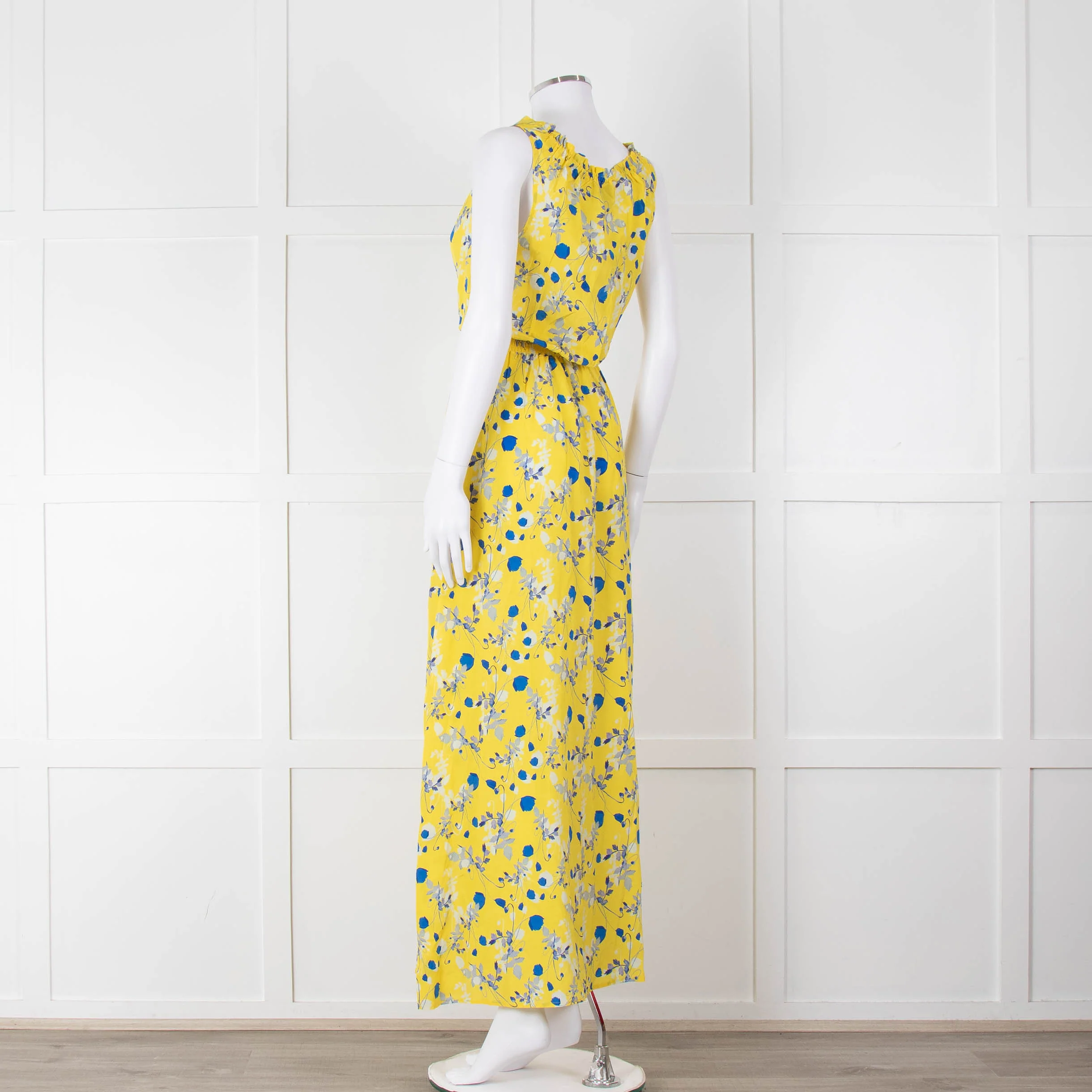 Ridley Yellow Blue Floral Sleeveless Maxi Dress - Image 6