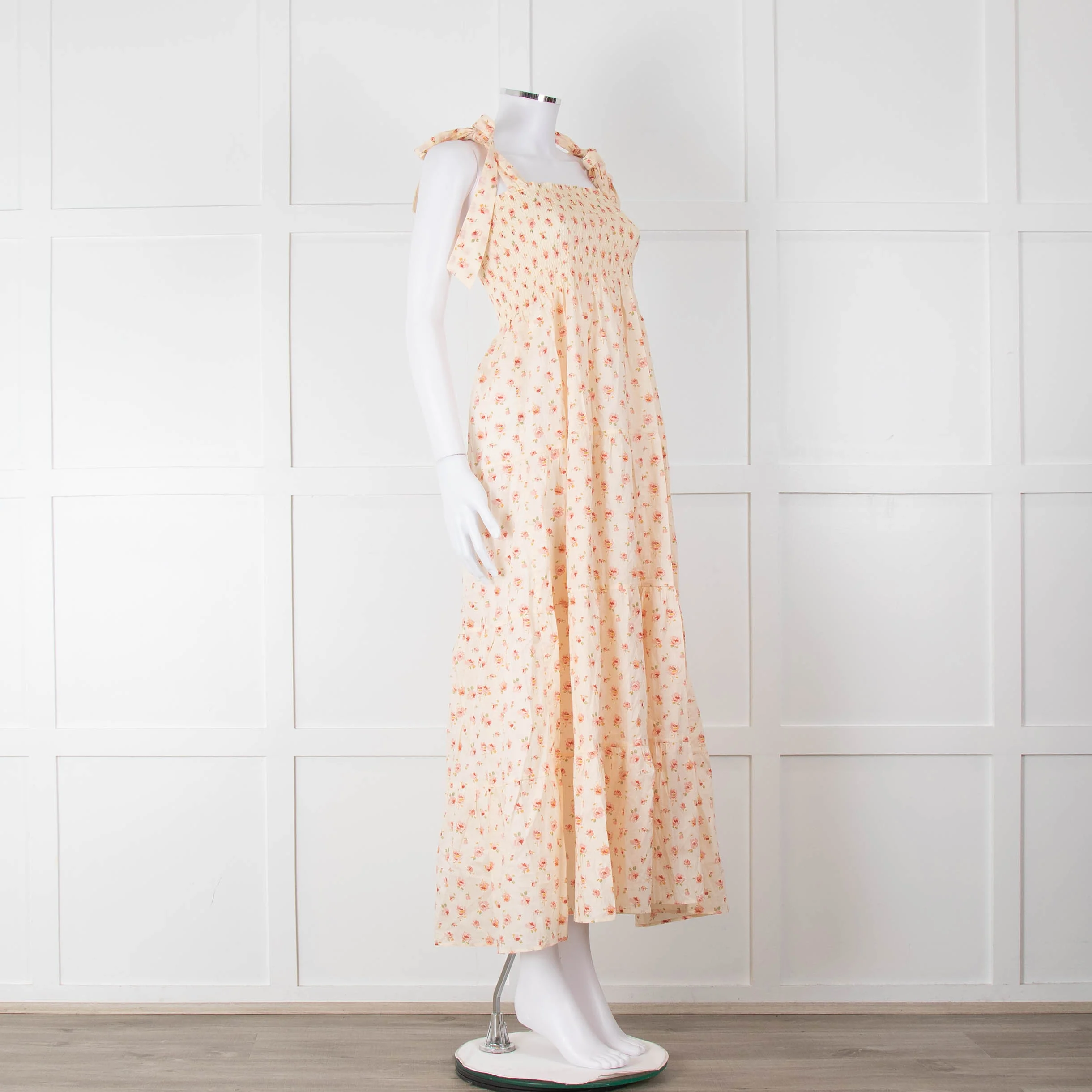 Ridley Yellow Peach Floral Sleeveless Cotton Maxi Dress - Image 2