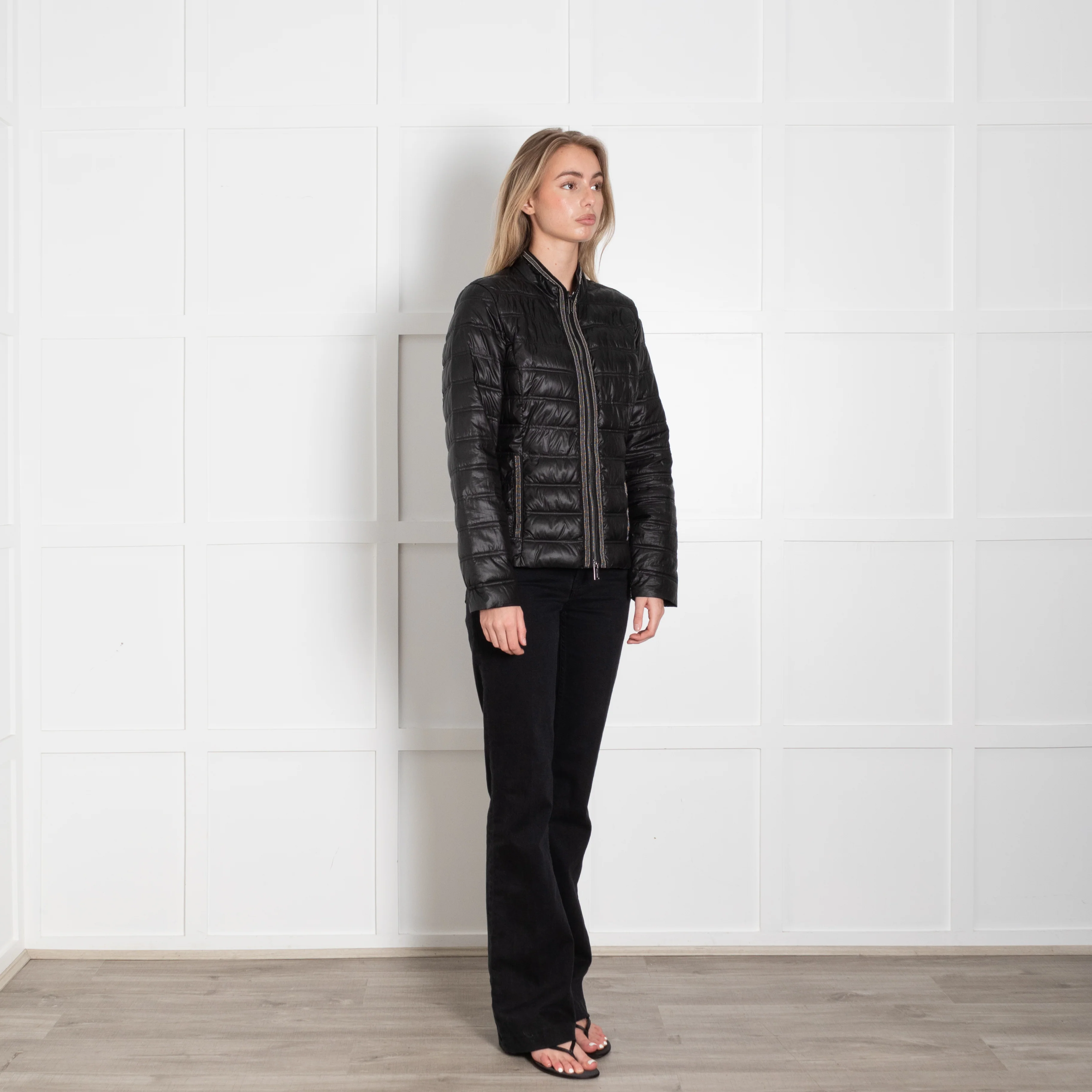 Rino & Pelle Black Nylon Mix Puffa Jacket With Silver Beading - Image 7