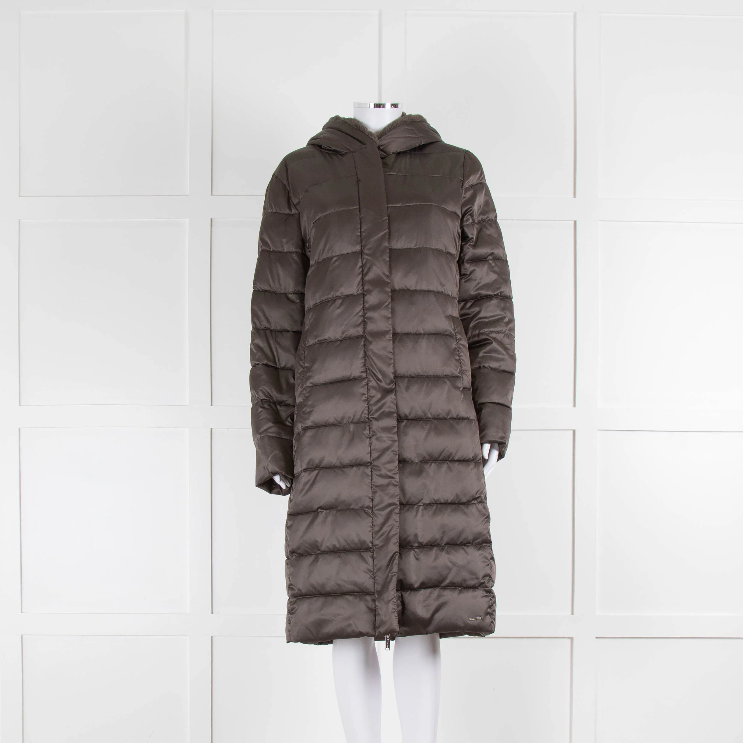 Rino & Pelle Grey Puffer Coat with Faux Fur Collar
