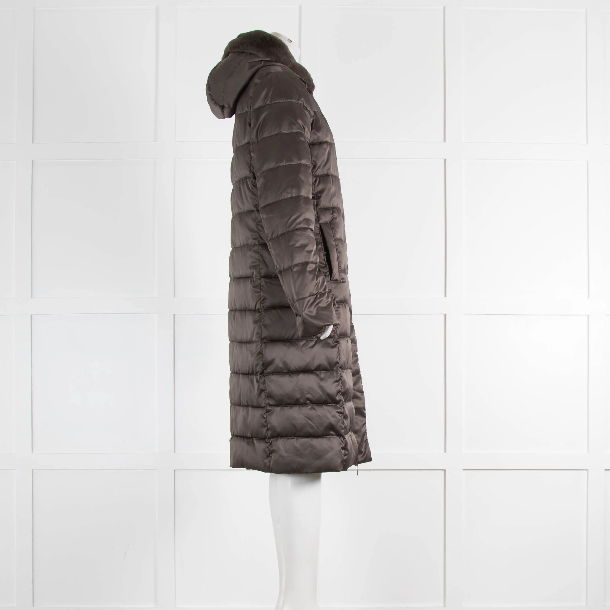 Rino & Pelle Khaki Puffa Coat With Faux Fur Hood - Image 2