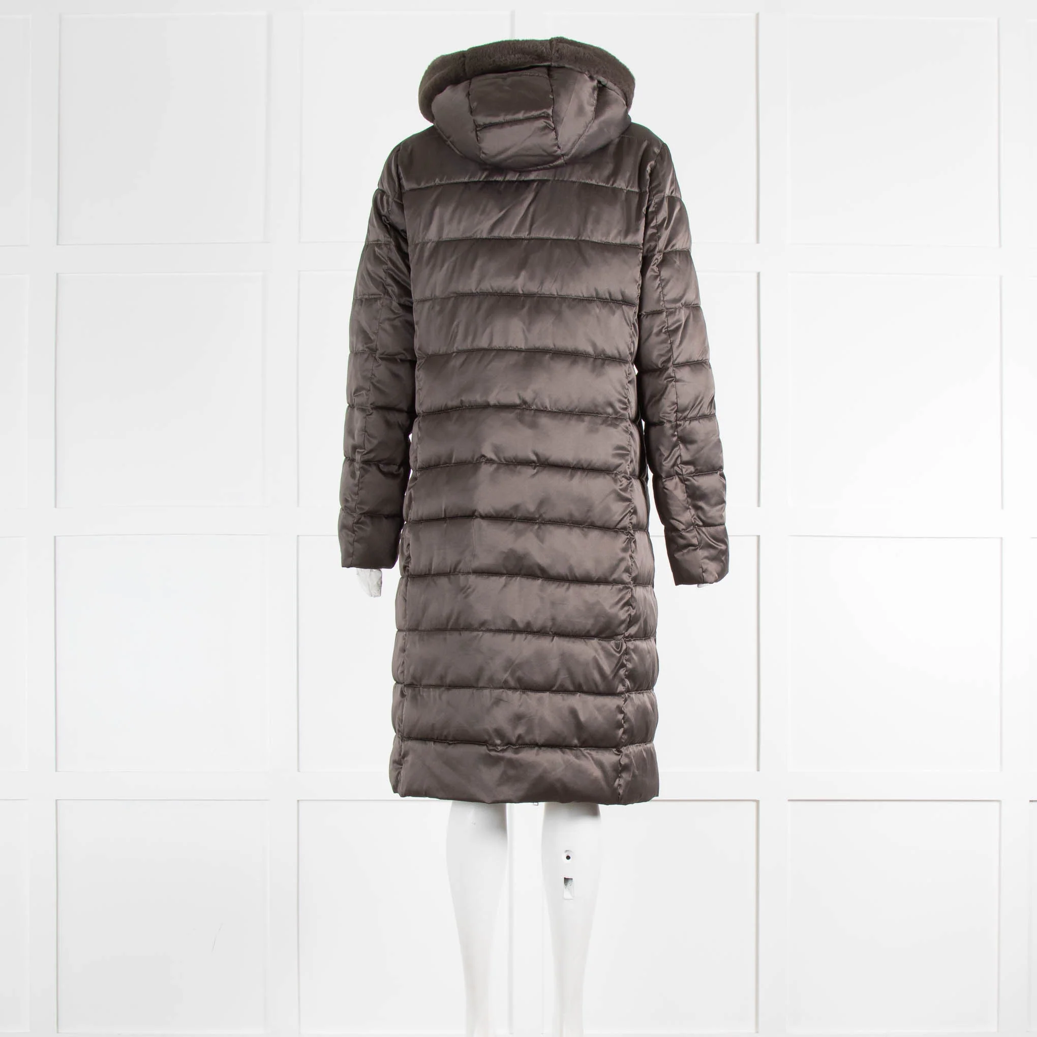 Rino & Pelle Khaki Puffa Coat With Faux Fur Hood - Image 3