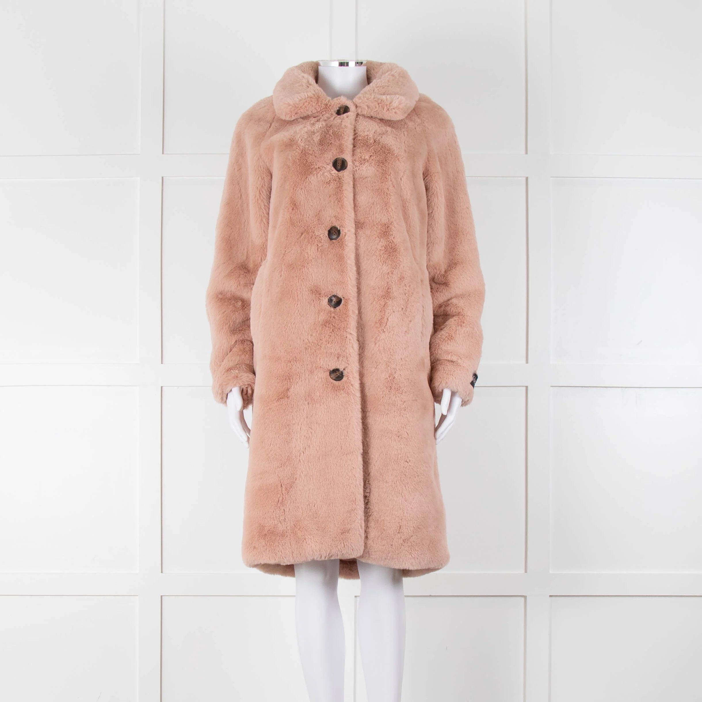 Rino & Pelle Pink Zonna Long Faux Fur Coat