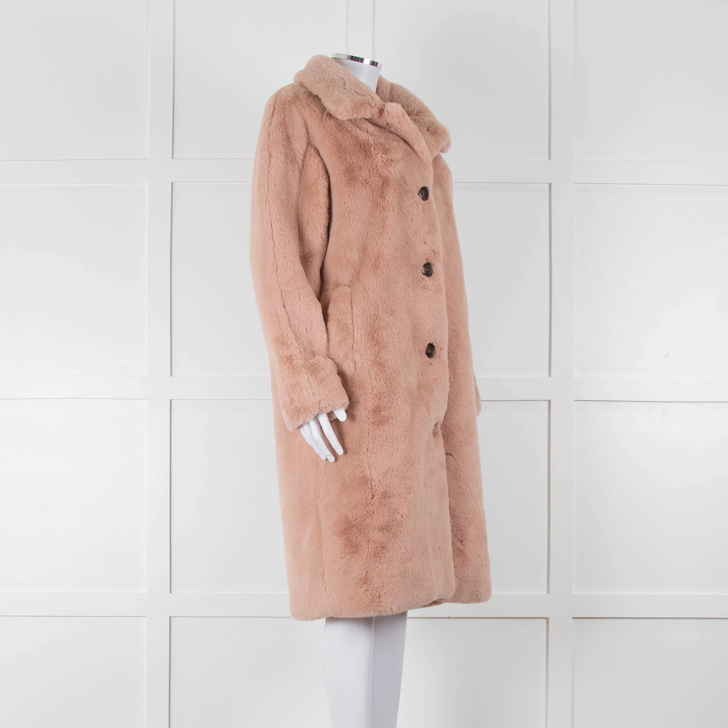 Rino & Pelle Zonna Pink Long Faux Fur Coat - Image 2