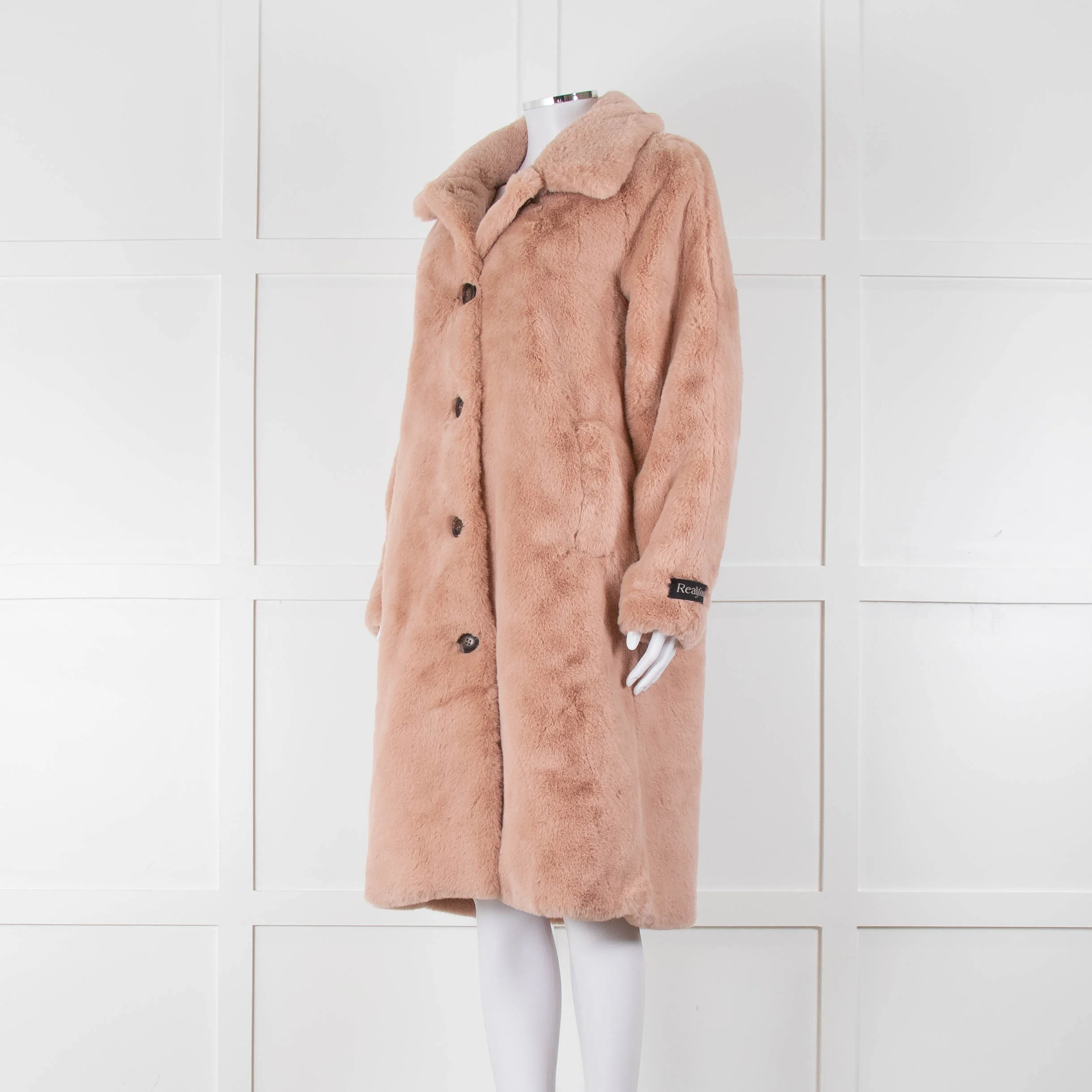 Rino & Pelle Zonna Pink Long Faux Fur Coat - Image 8