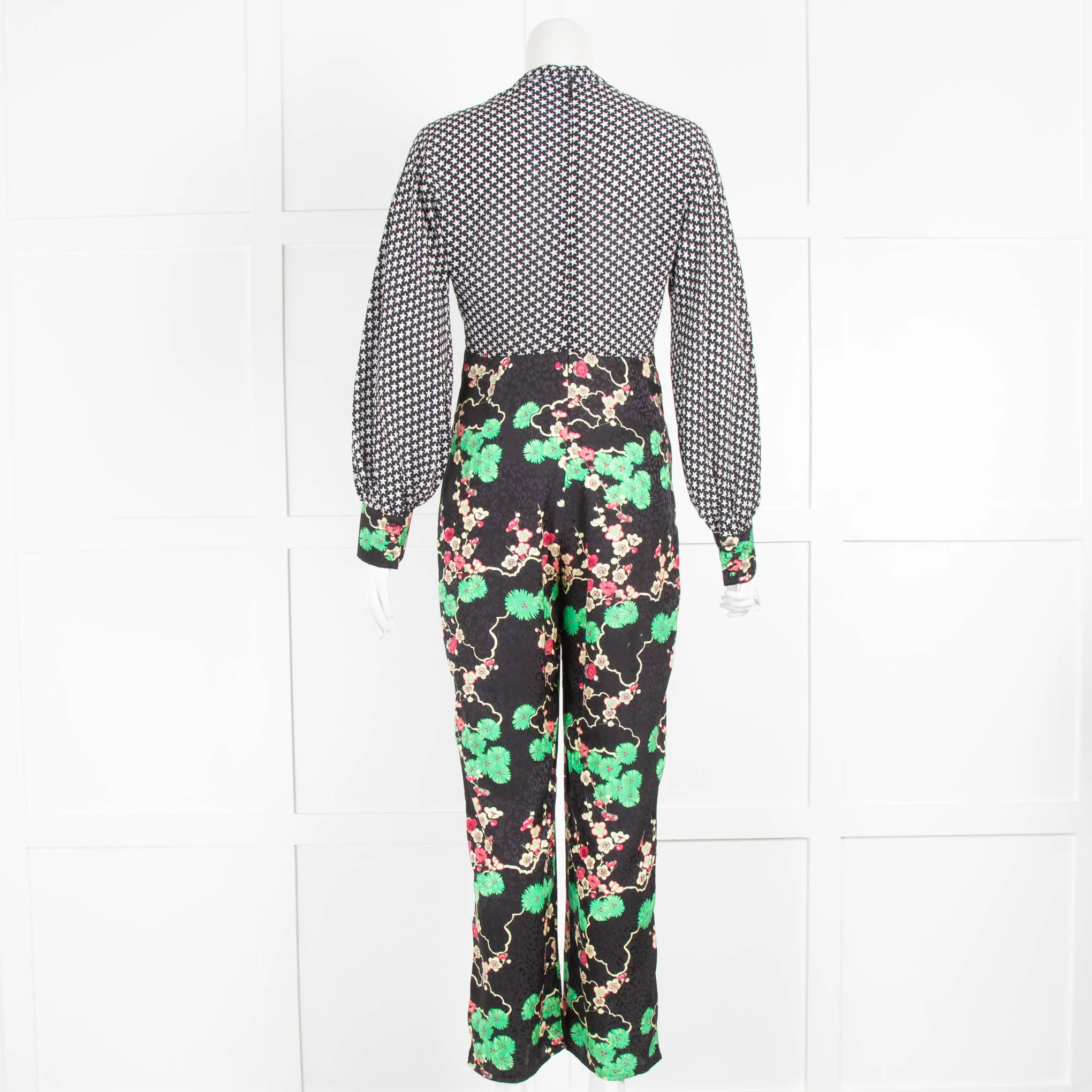 Rixo Black Green Floral With Contrast White Star Jumpsuit - Image 3