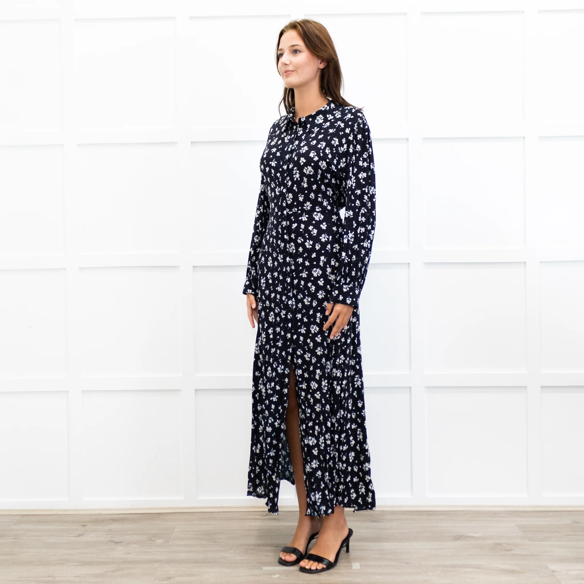 Rixo Black Madison Floral Tie Back Shirt Dress - Image 3