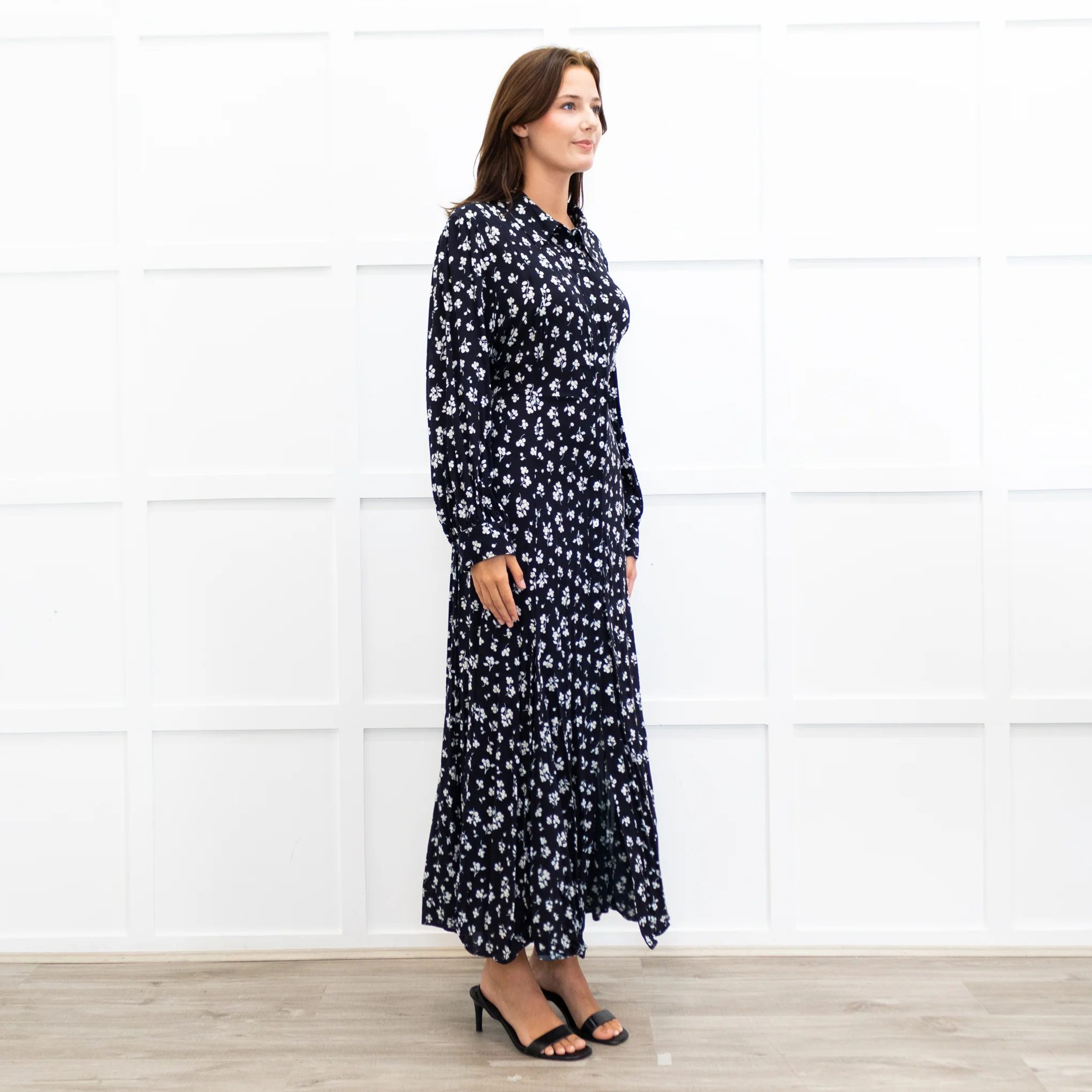 Rixo Black Madison Floral Tie Back Shirt Dress - Image 4