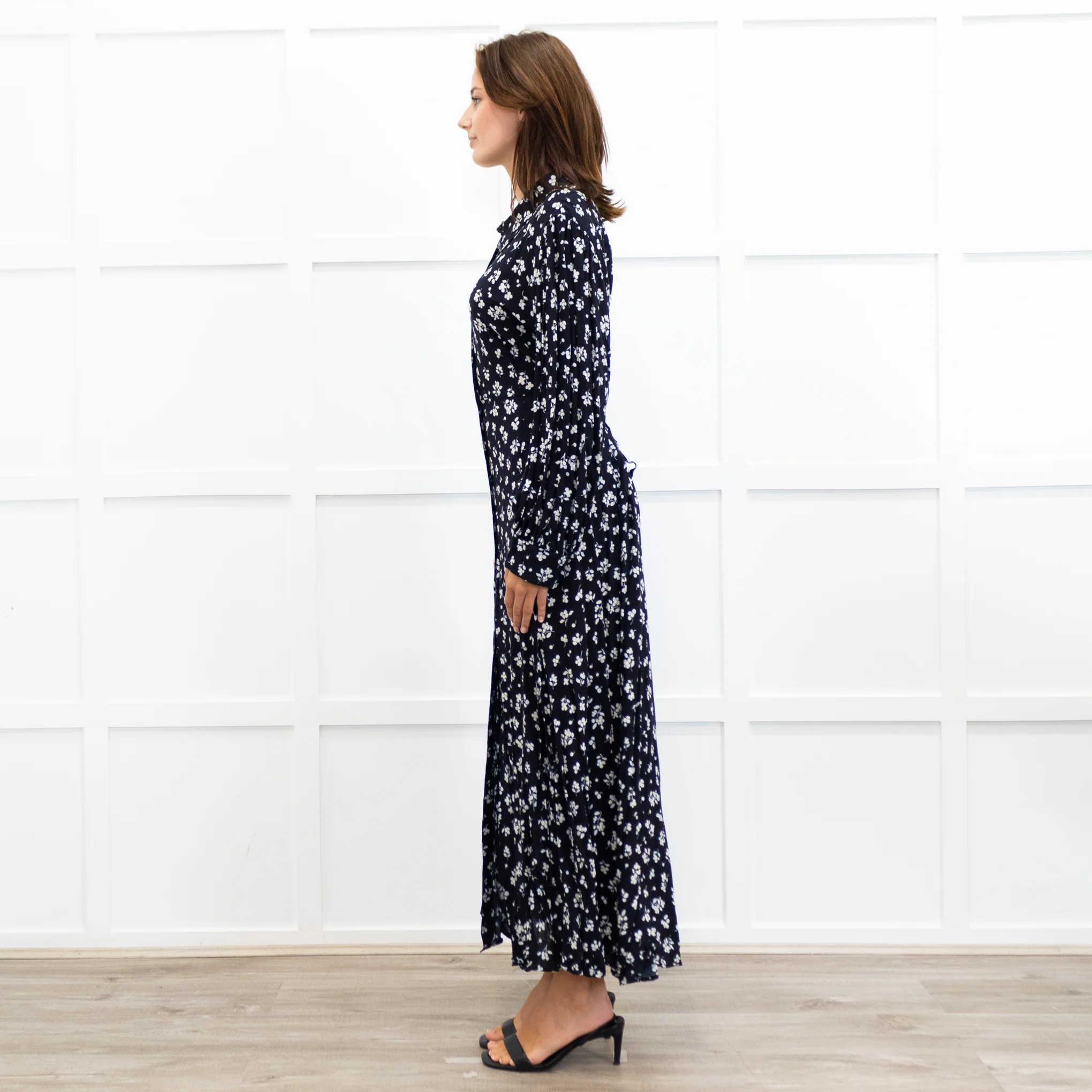 Rixo Black Madison Floral Tie Back Shirt Dress - Image 7