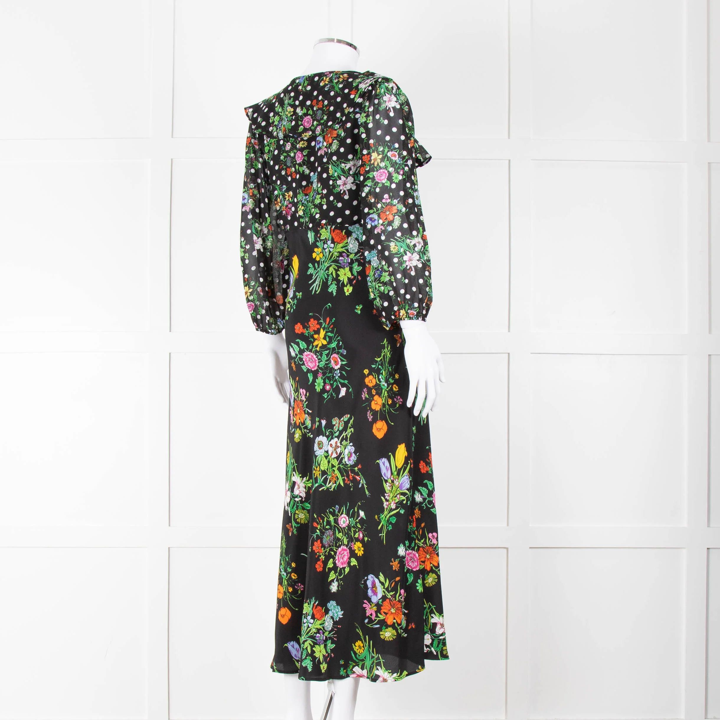 Rixo Black Multi Floral Dot Long Sleeve Dress - Image 4