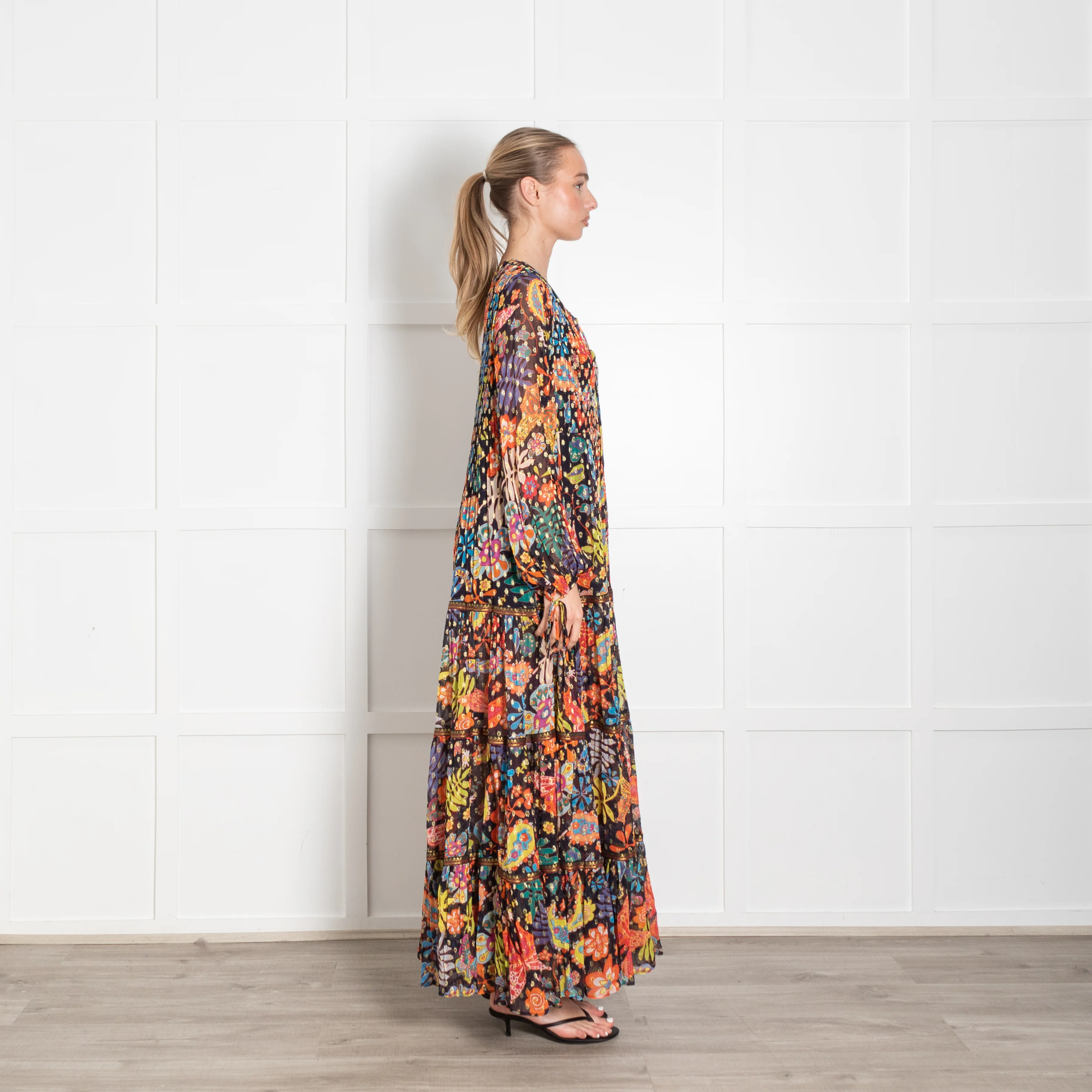 Rixo Black Multicolour Floral Tiered Lori Maxi Dress - Image 7