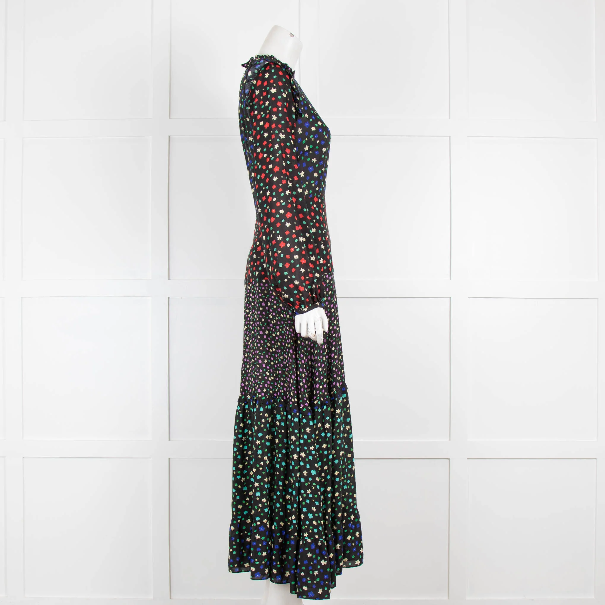 Rixo Black Red Floral Long Sleeve Maxi Dress - Image 2