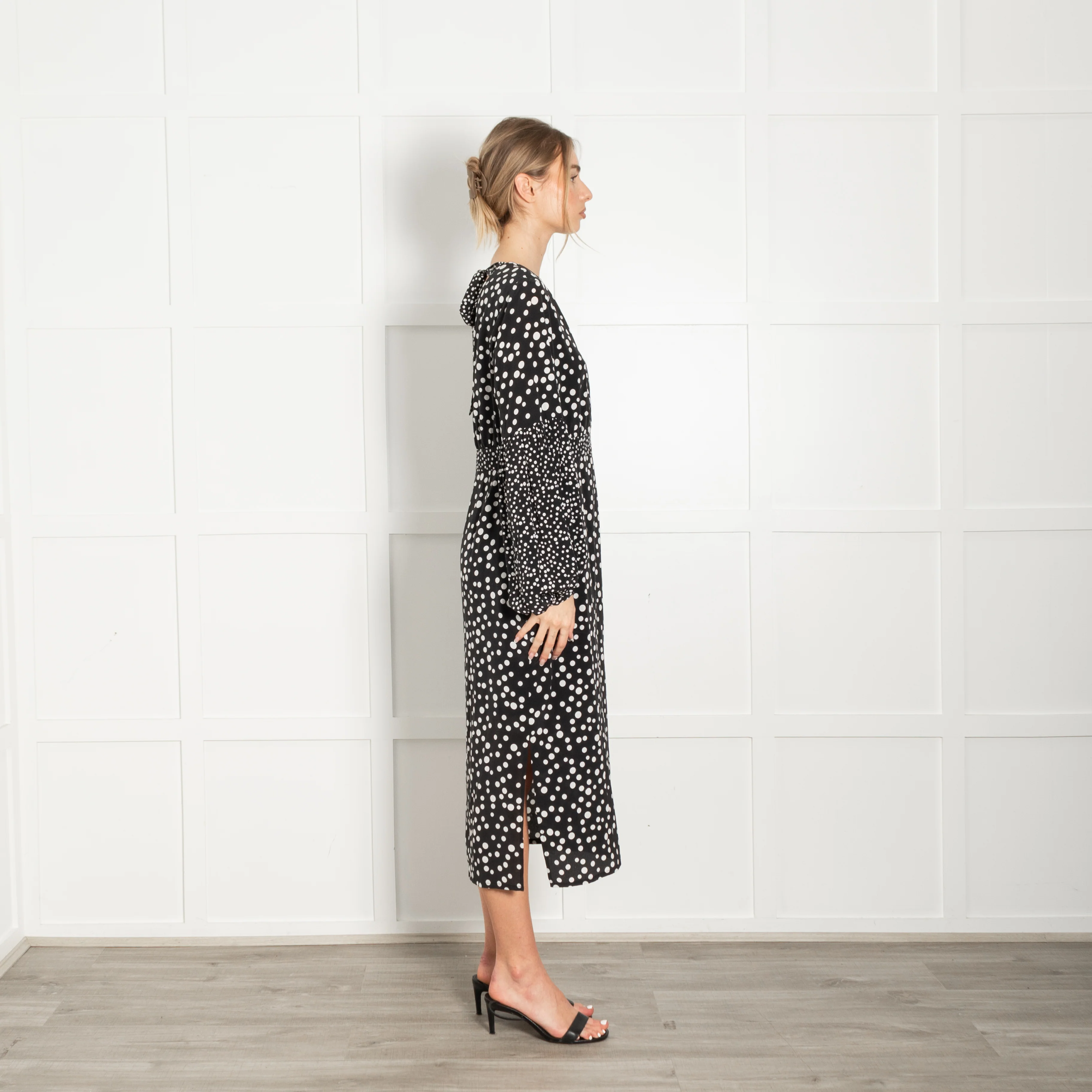 Rixo Black White Polka Dot Midi Dress - Image 6