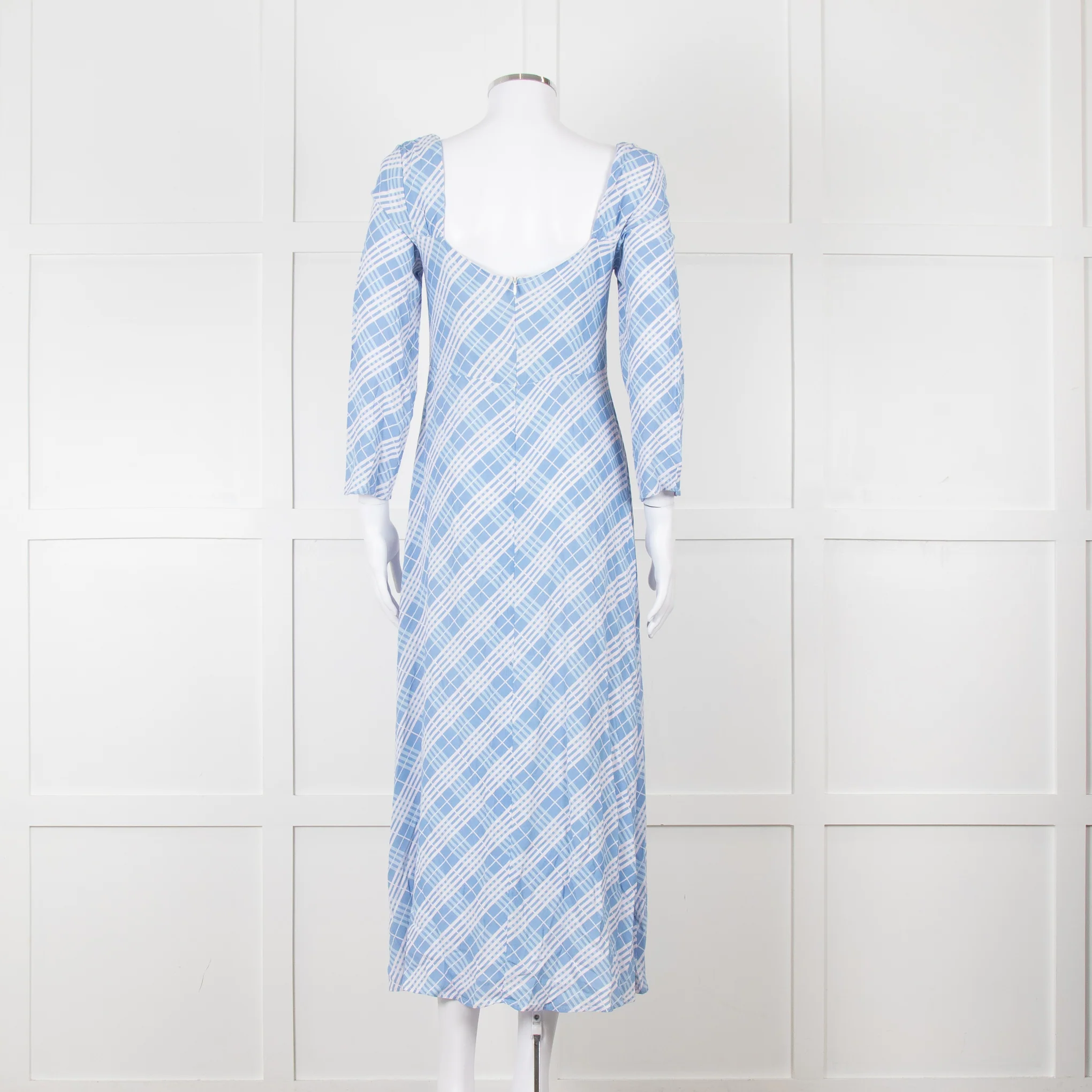 Rixo Blue Check Giselle Midi Dress - Image 5