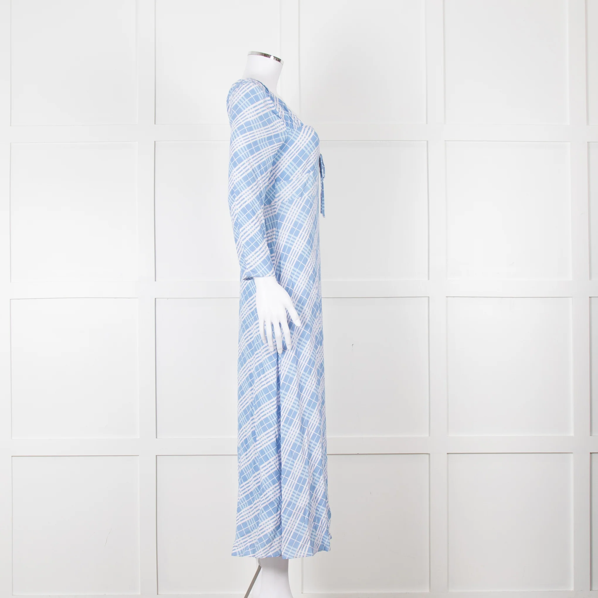 Rixo Blue Check Giselle Midi Dress - Image 7