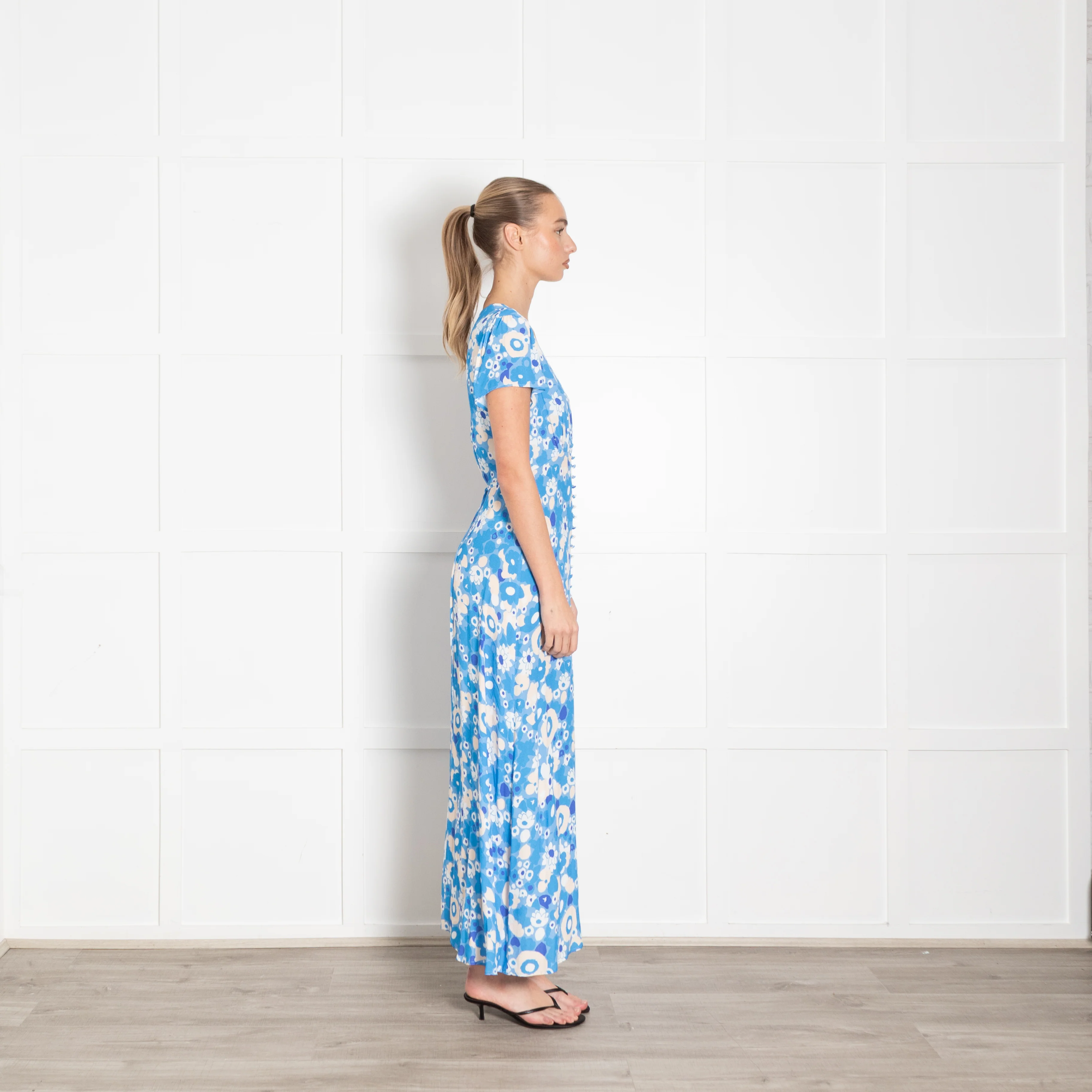Rixo Blue Floral Aspen Button Up Tea Dress - Image 6
