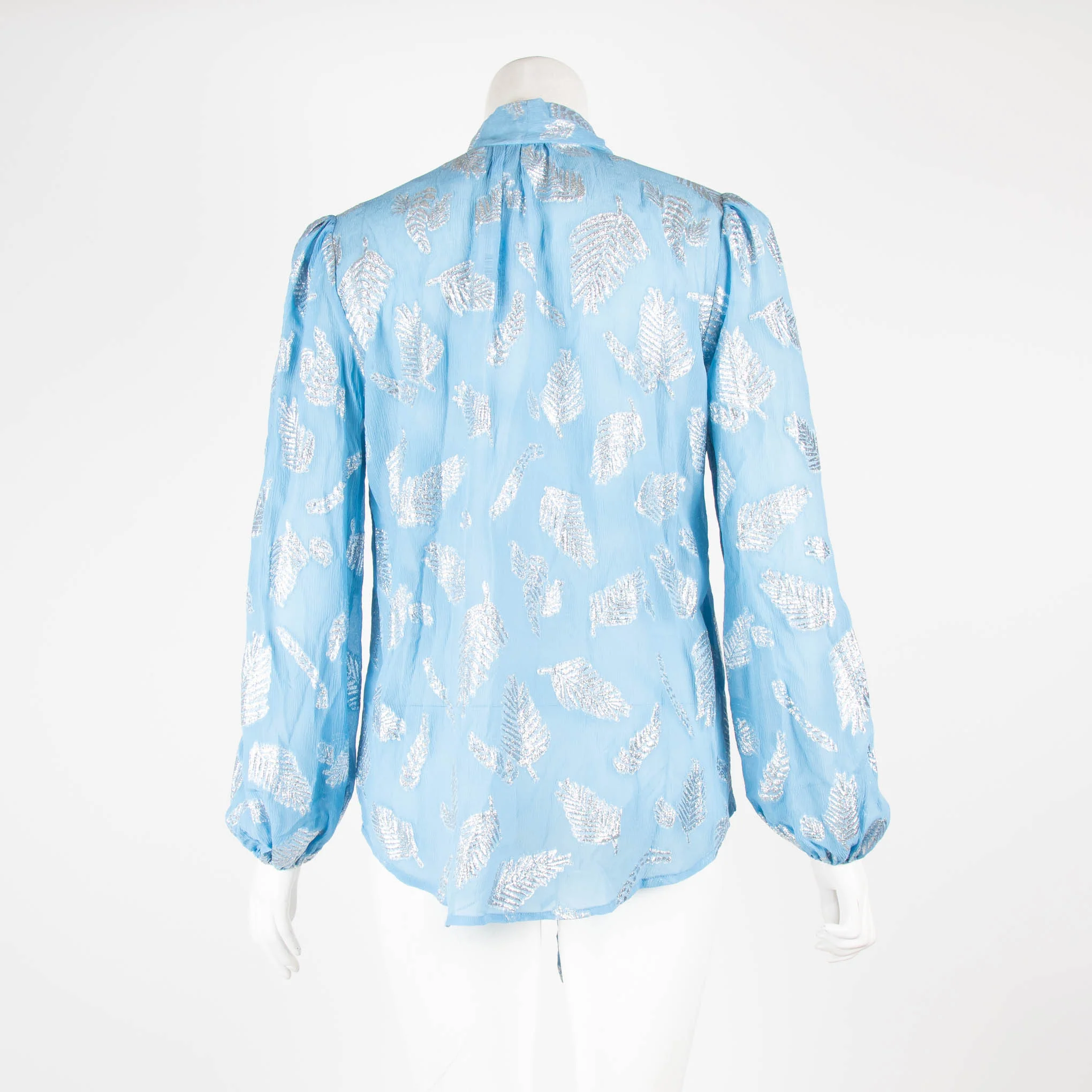 Rixo Blue Silver Thread Fern Top - Image 3
