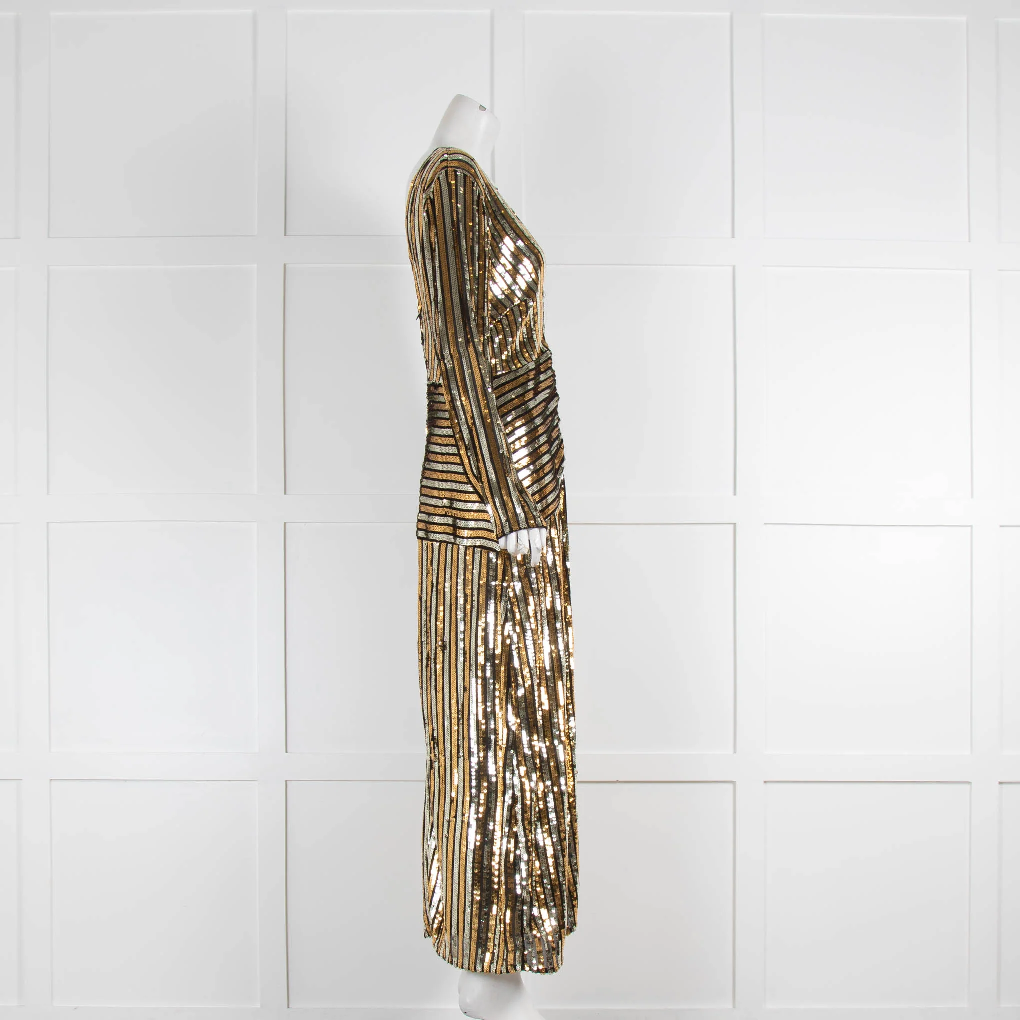 Rixo Gold and Silver Sequin Maxi V Neck - Image 2