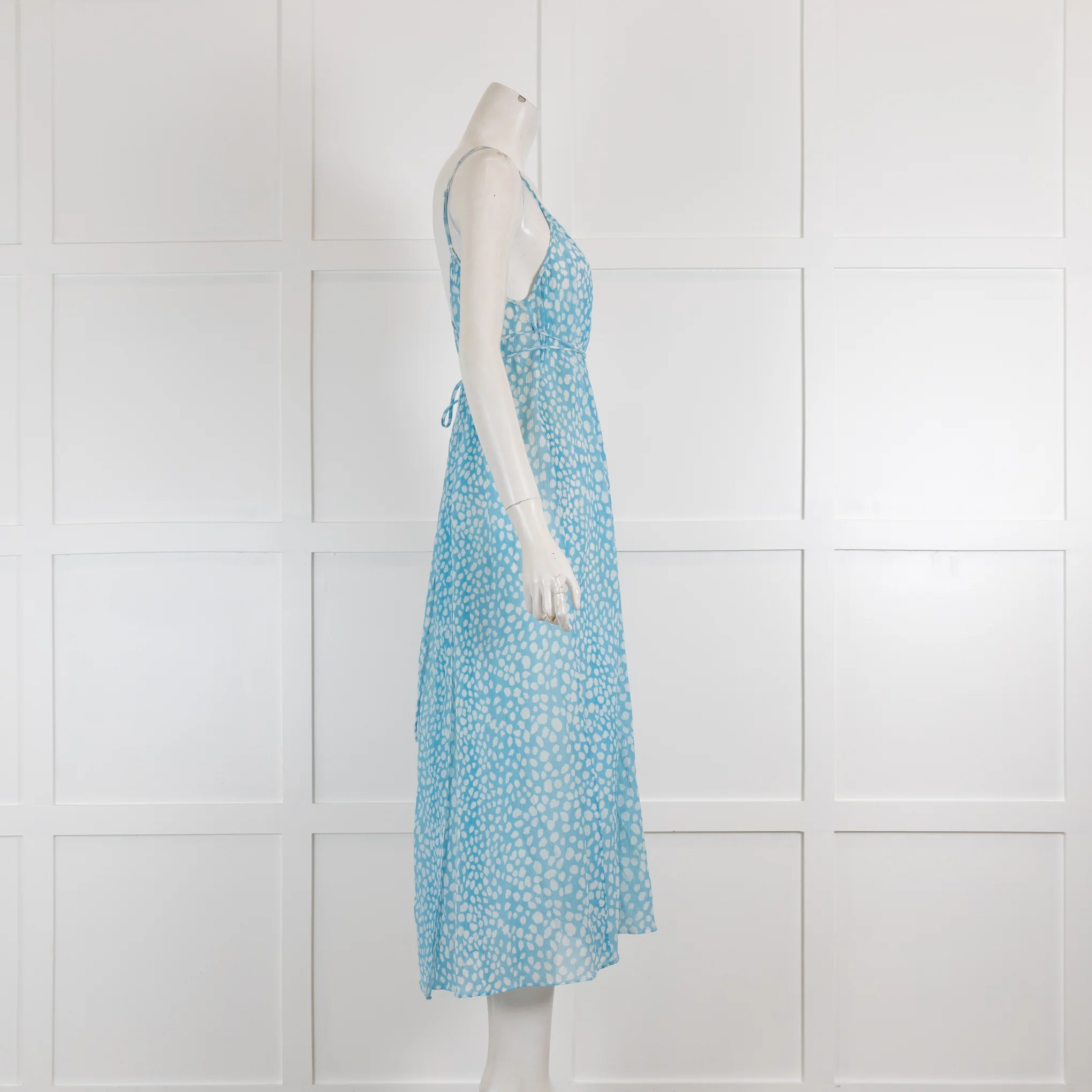 Rixo Light Blue Print Wrap Dress - Image 2
