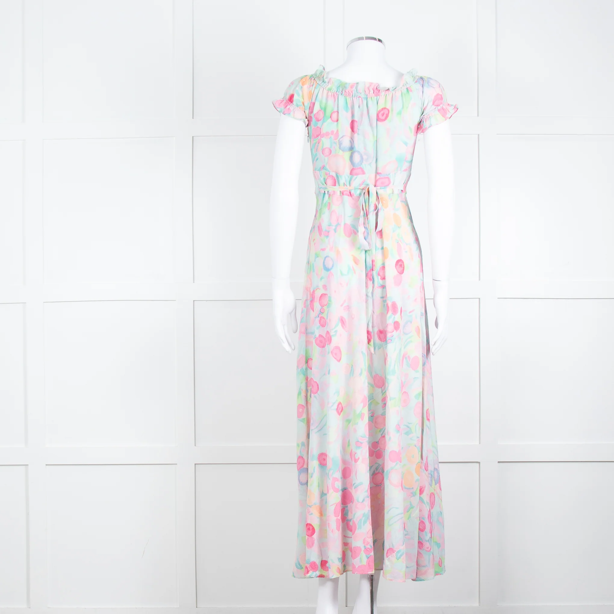 Rixo London Pale Green Pink Blue Silk Print Maxi Dress - Image 5