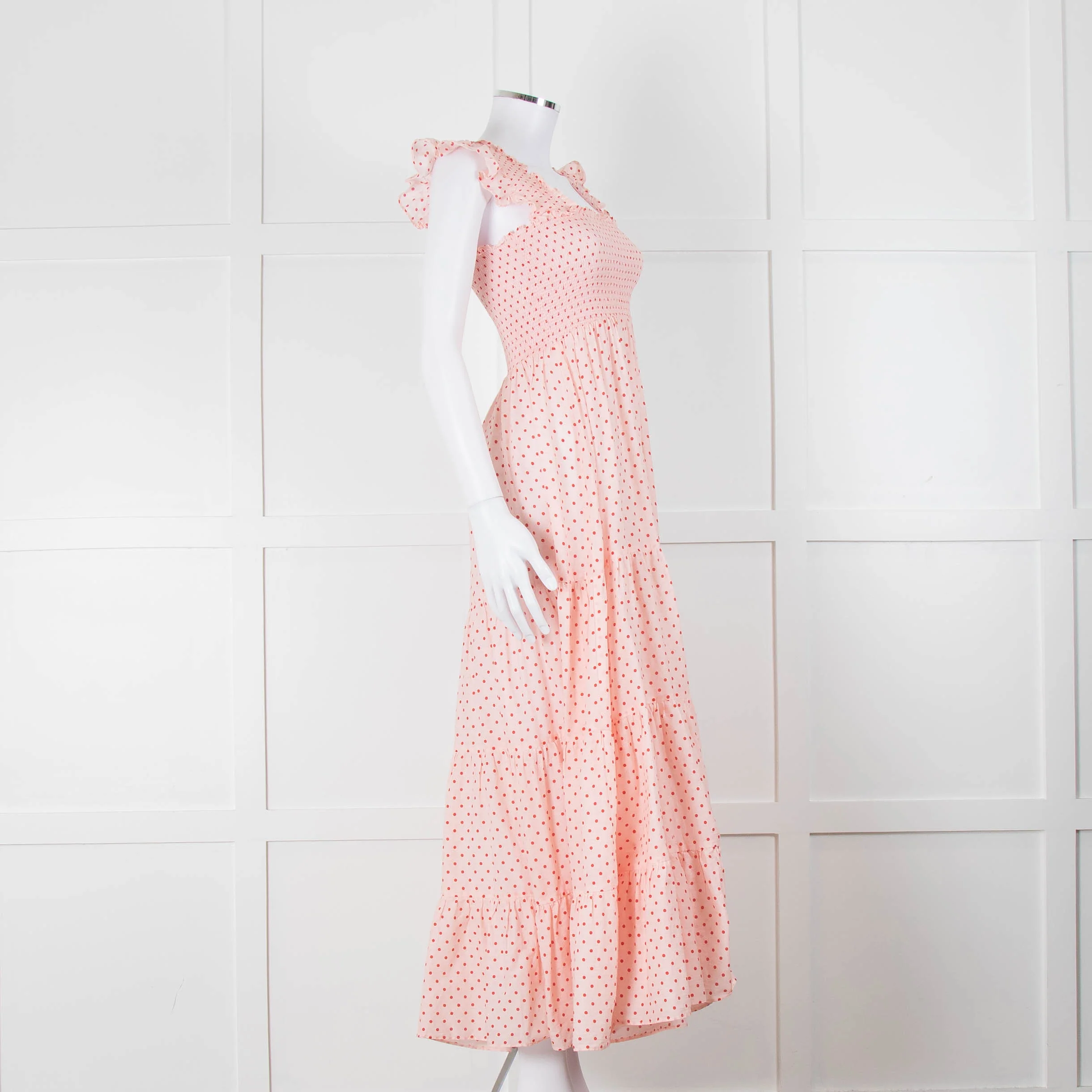 Rixo Mischa Polka Dot Pink Cotton Dress - Image 2
