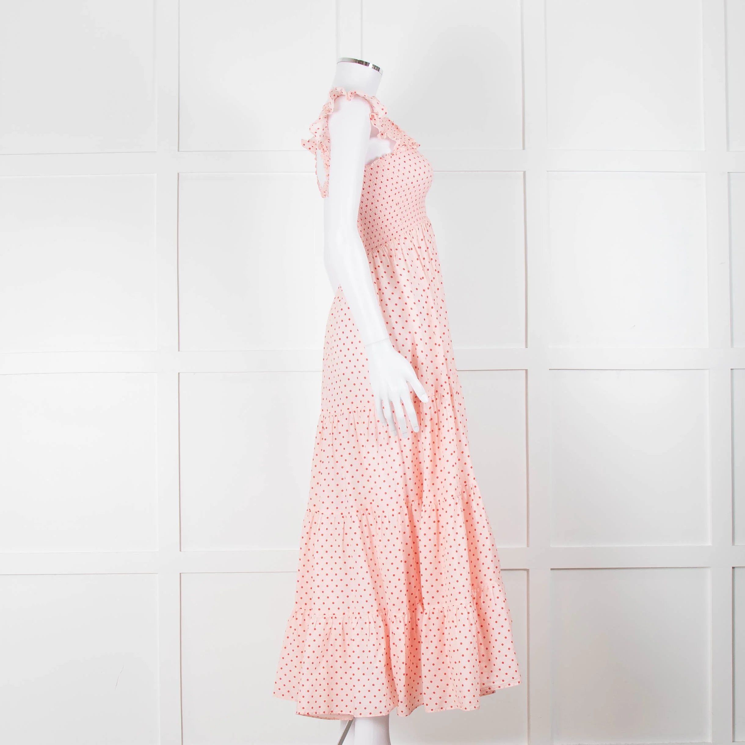 Rixo Mischa Polka Dot Pink Cotton Dress - Image 3