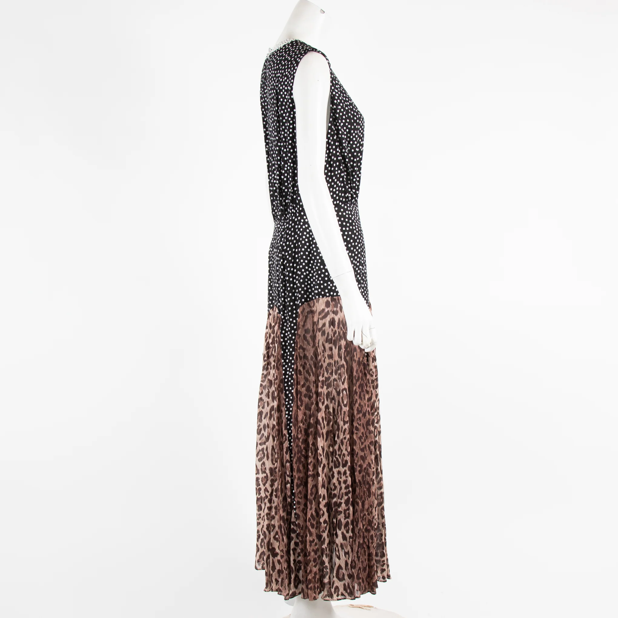 Rixo Black Polka Dot and Leopard Print Dress - Image 2