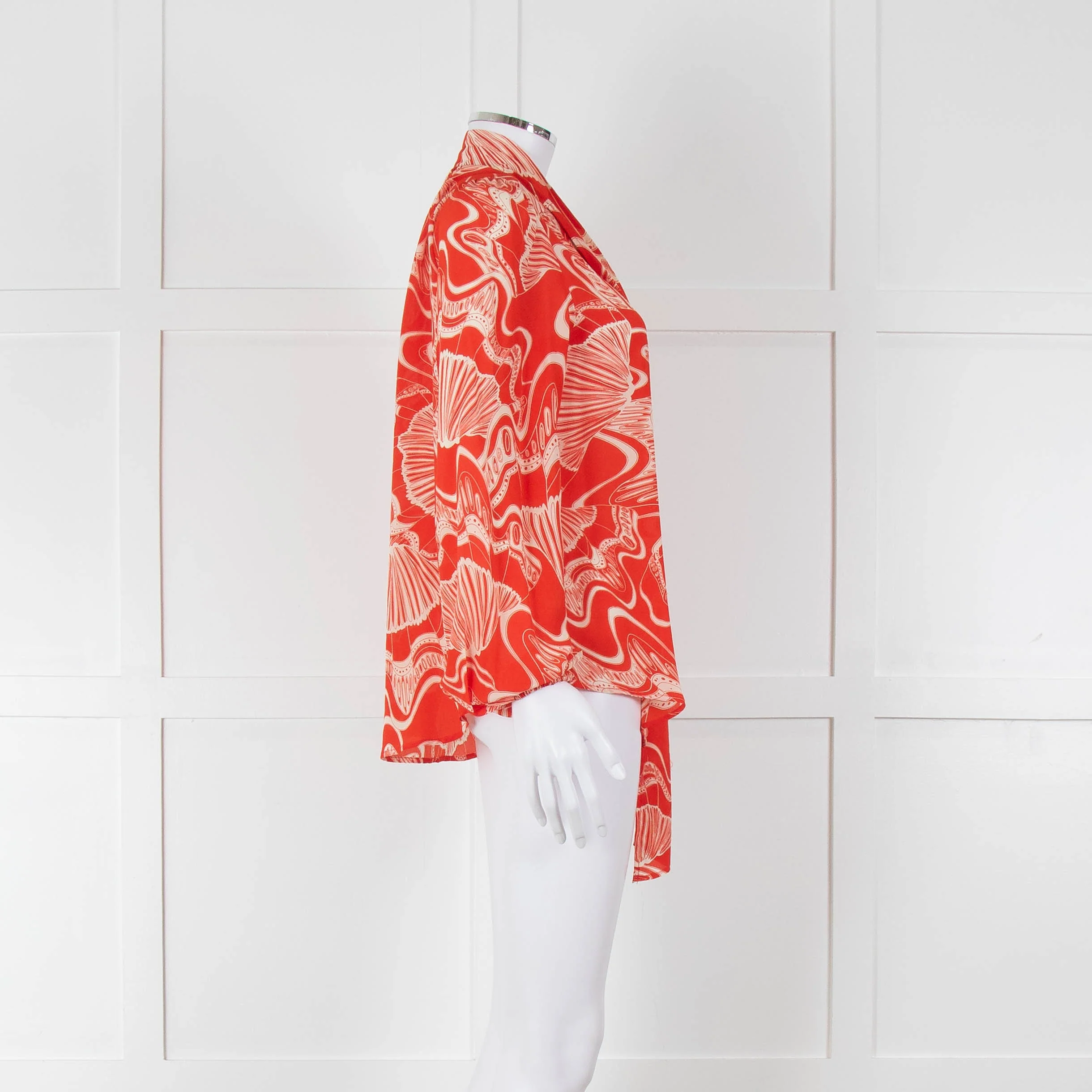 Rixo Orange Cream Silk Tie Up Neck Jacket - Image 3