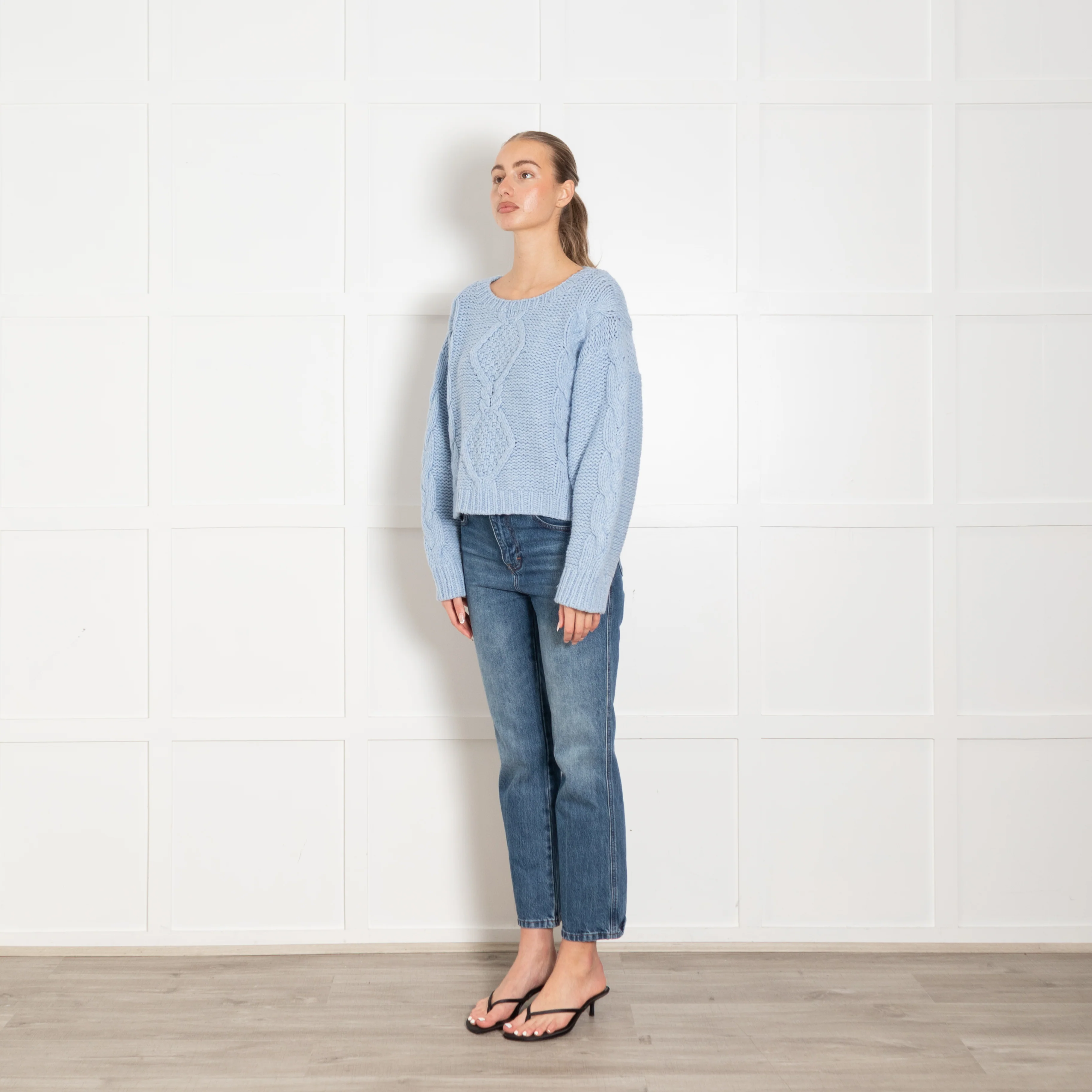 Rixo Pale Blue Chunky Knit Wool Blend Jumper - Image 3