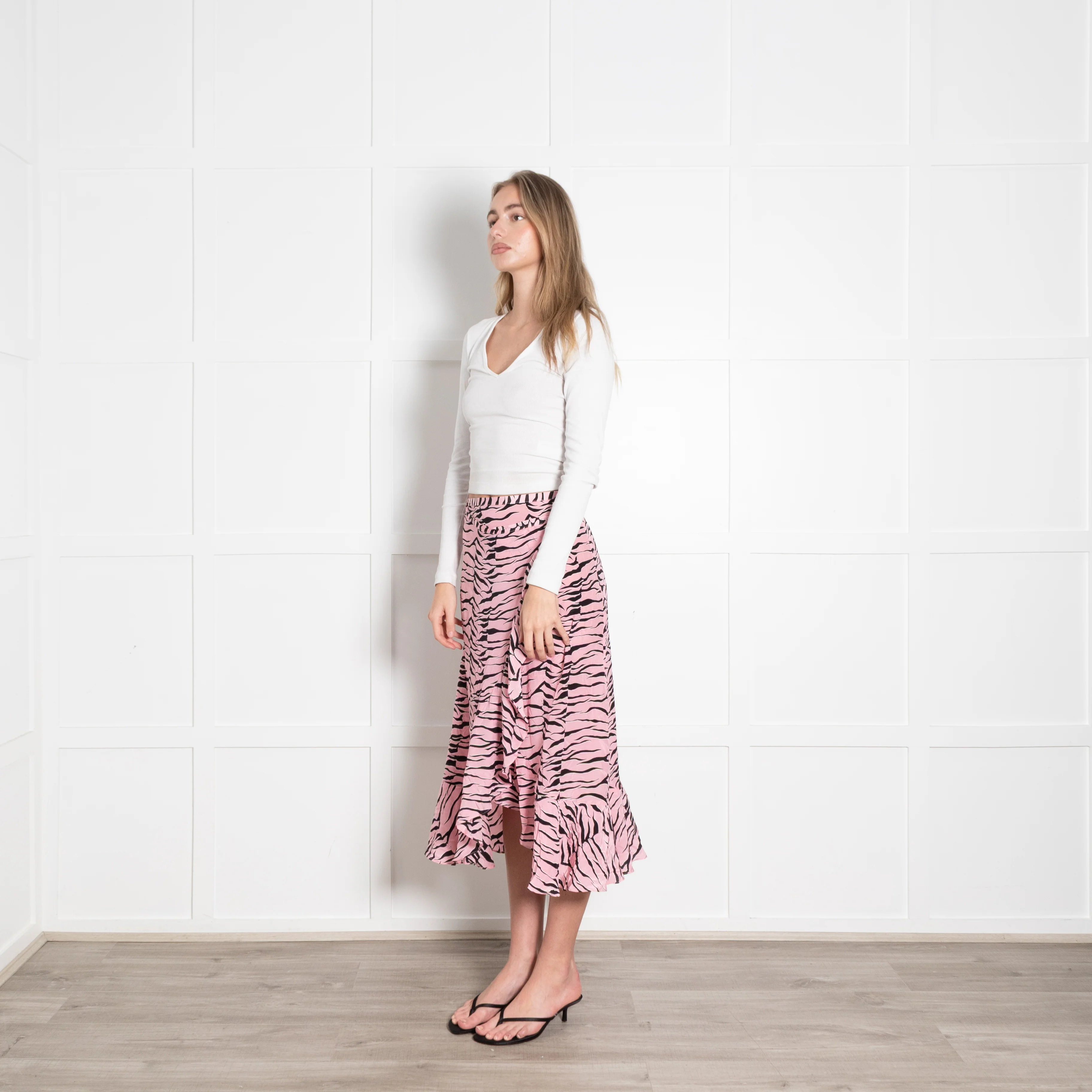 Rixo Pink and Black Zebra Skirt - Image 3