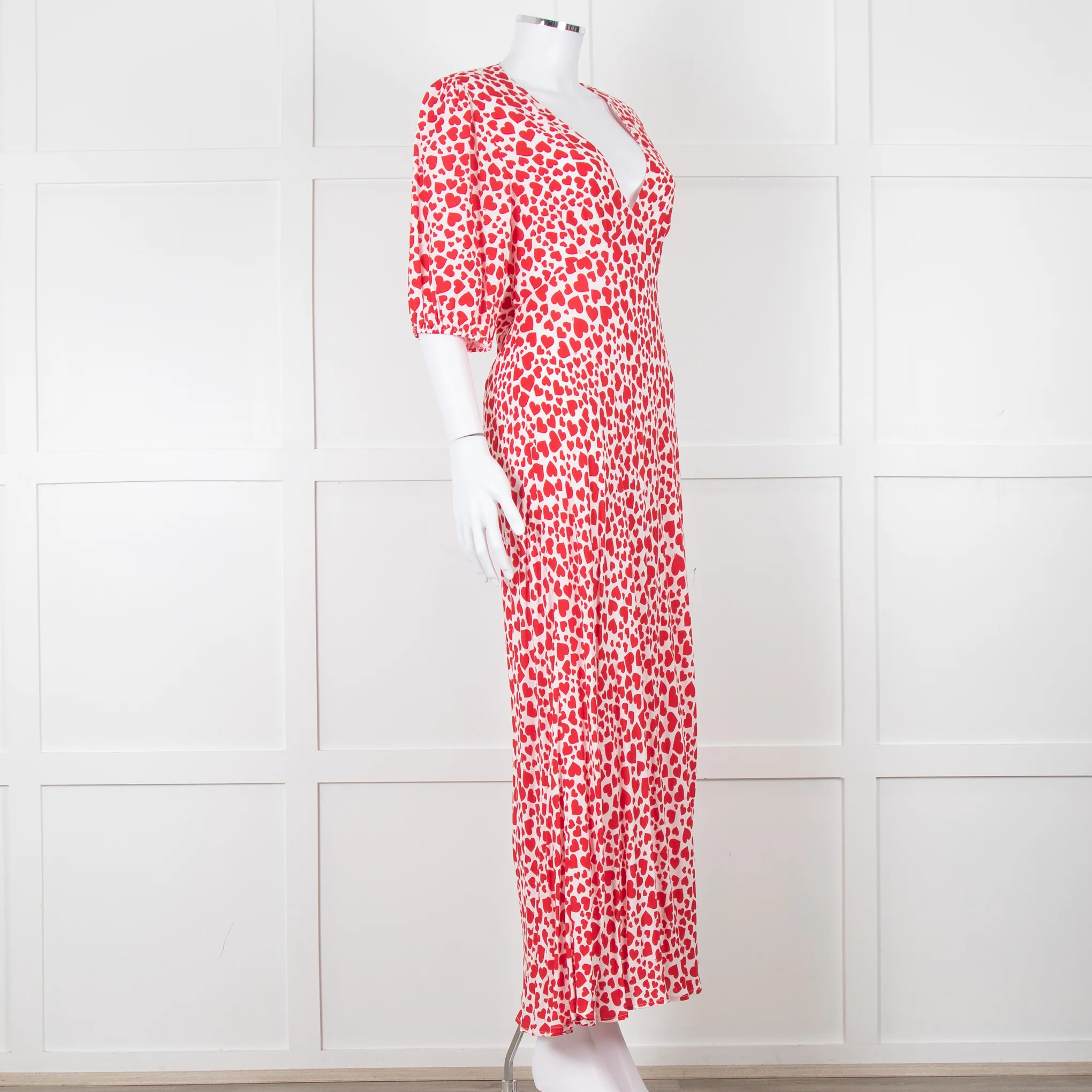 Rixo Red And White Steph Backless Heart Print Midi Dress - Image 2