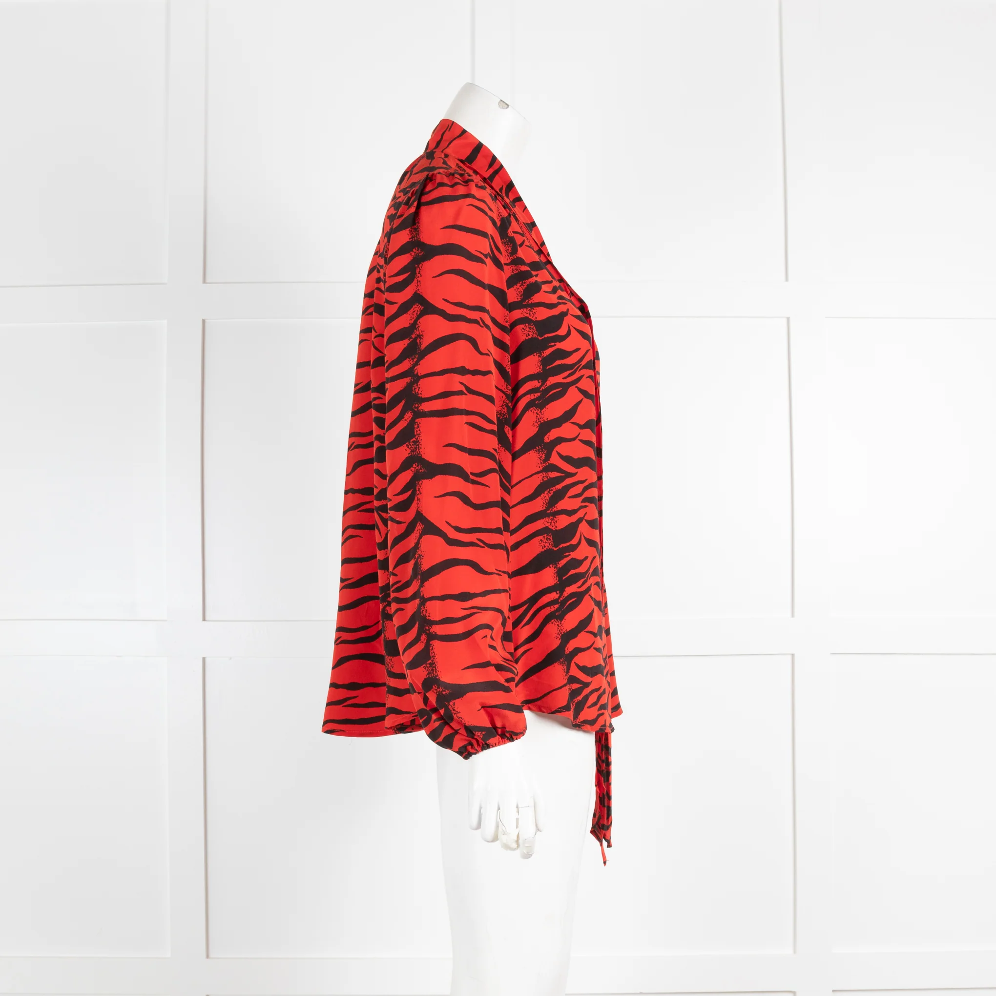 Rixo Red Zebra Tie Neck Blouse - Image 2