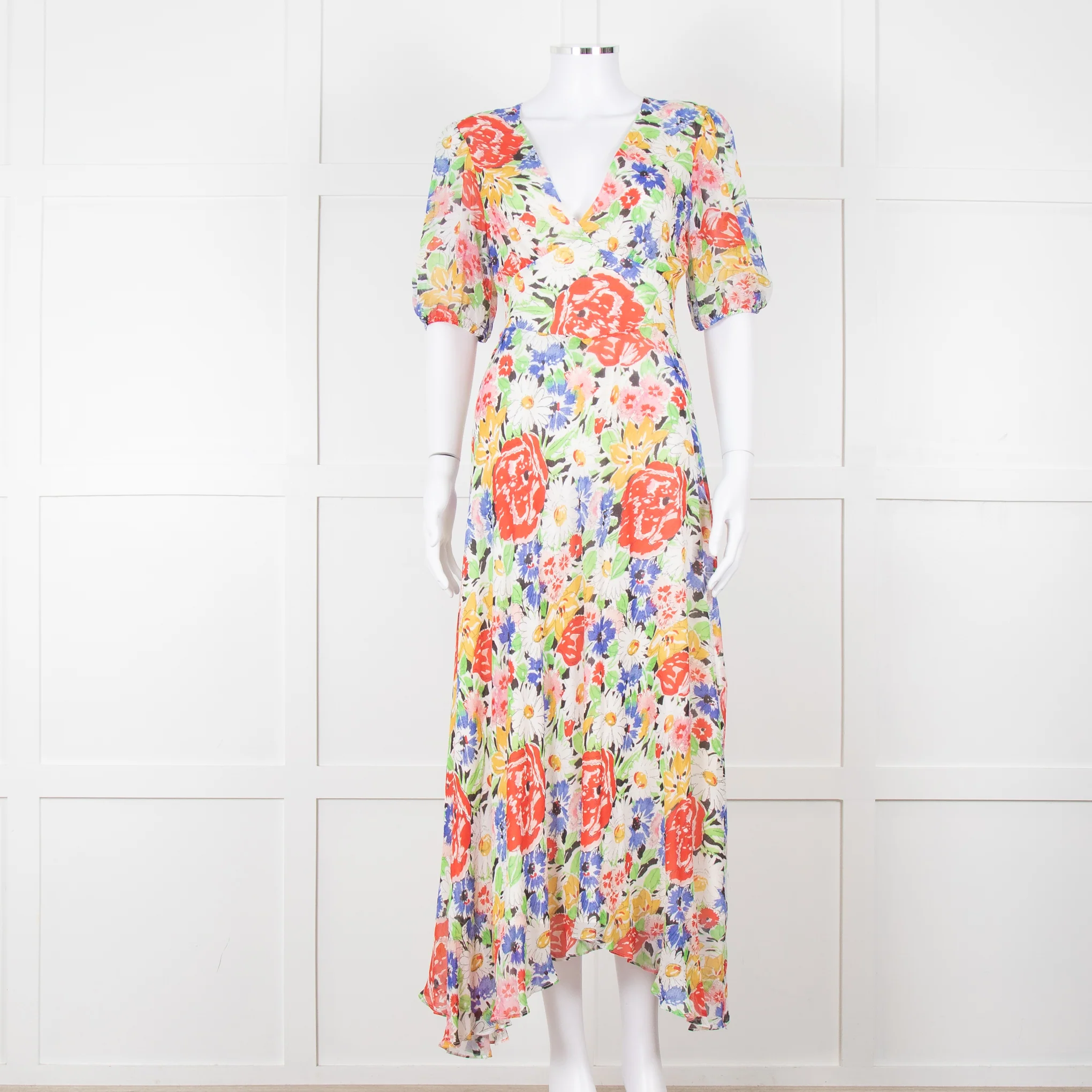 Rixo Sketchy Floral Corrine Midi Dress
