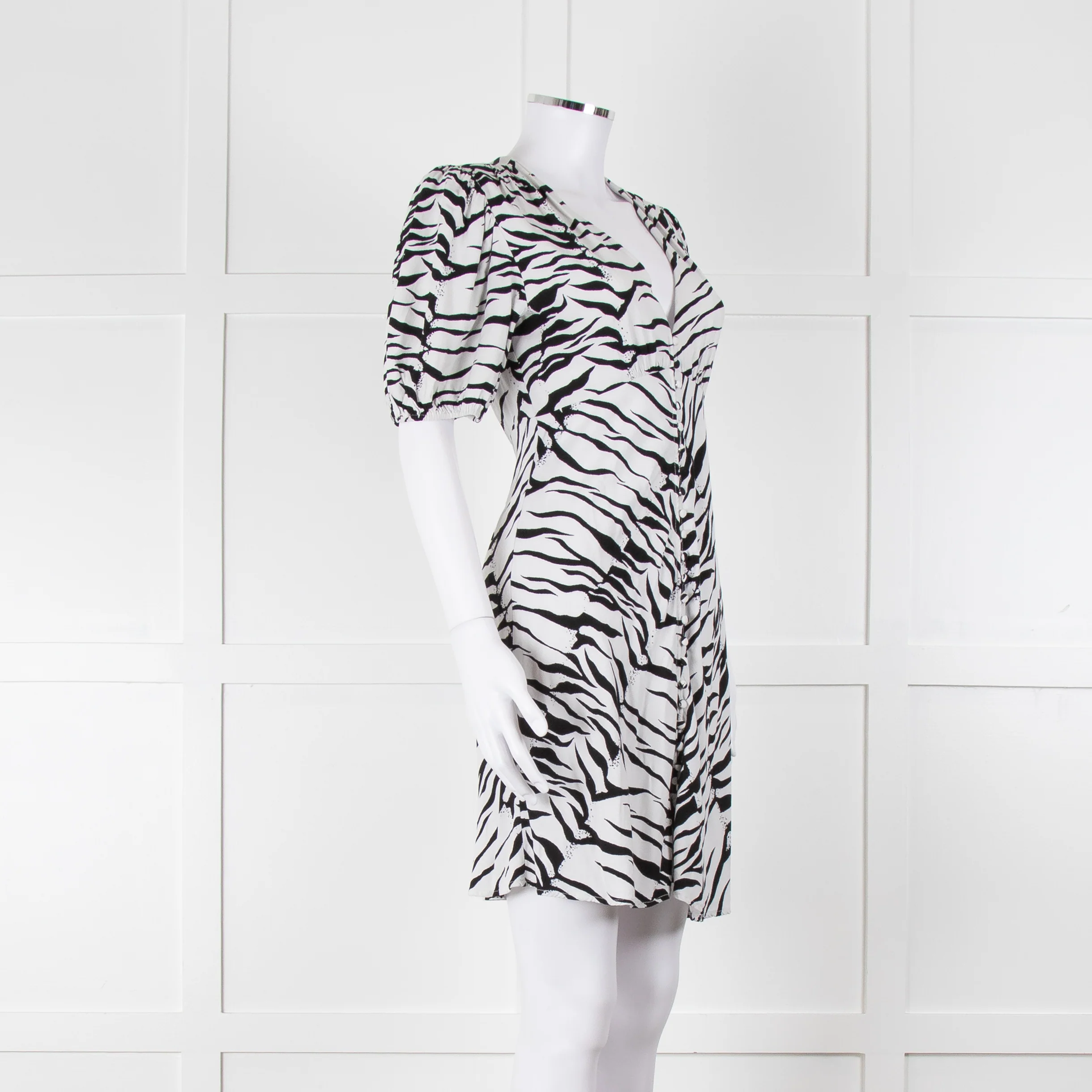 Rixo Zebra Print Puff Sleeve Mini Dress - Image 2